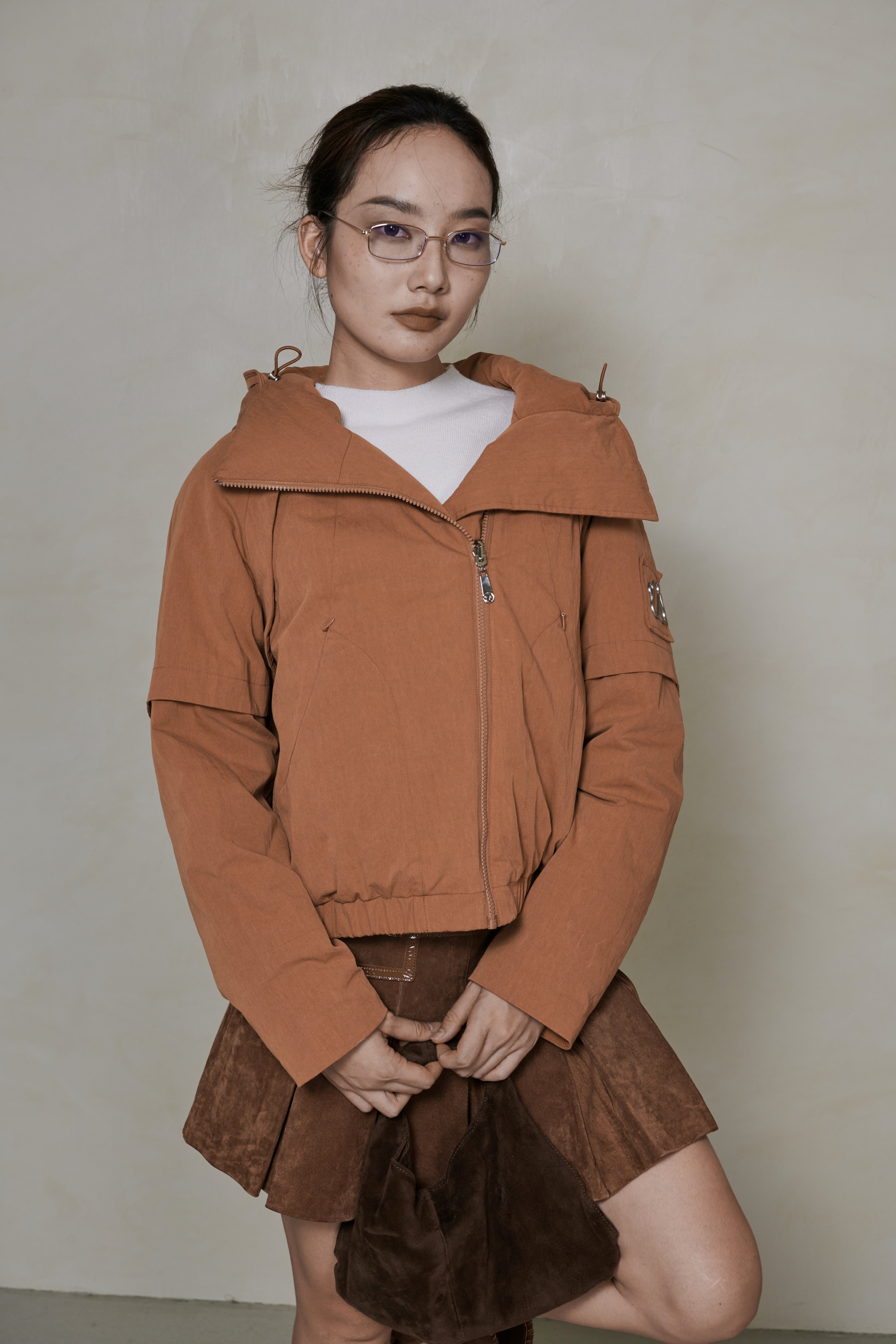 018 SHORT CONVERTIBLE DOWN JACKET - TERRA