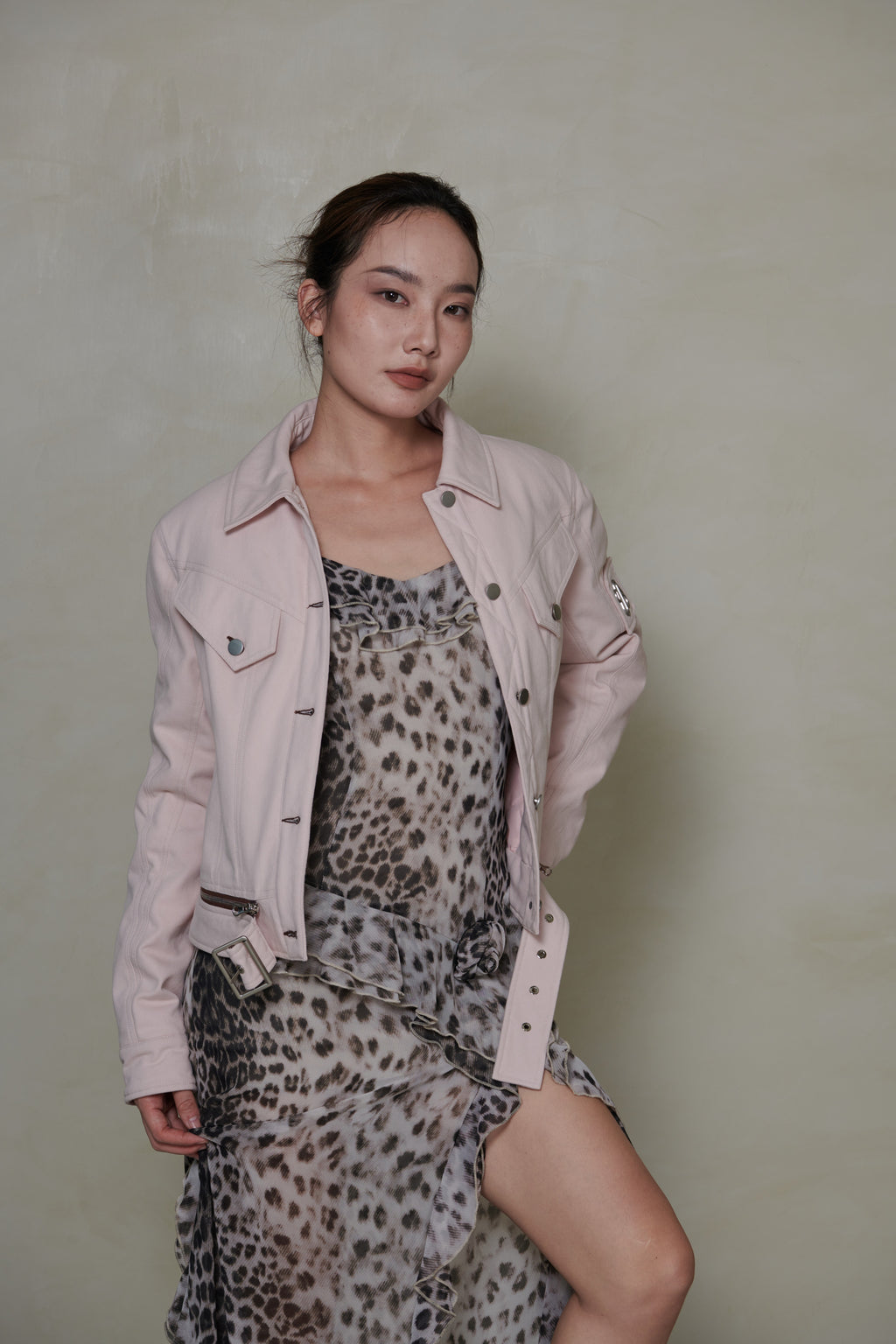 038 SHORT DENIM DOWN JACKET - SHELL