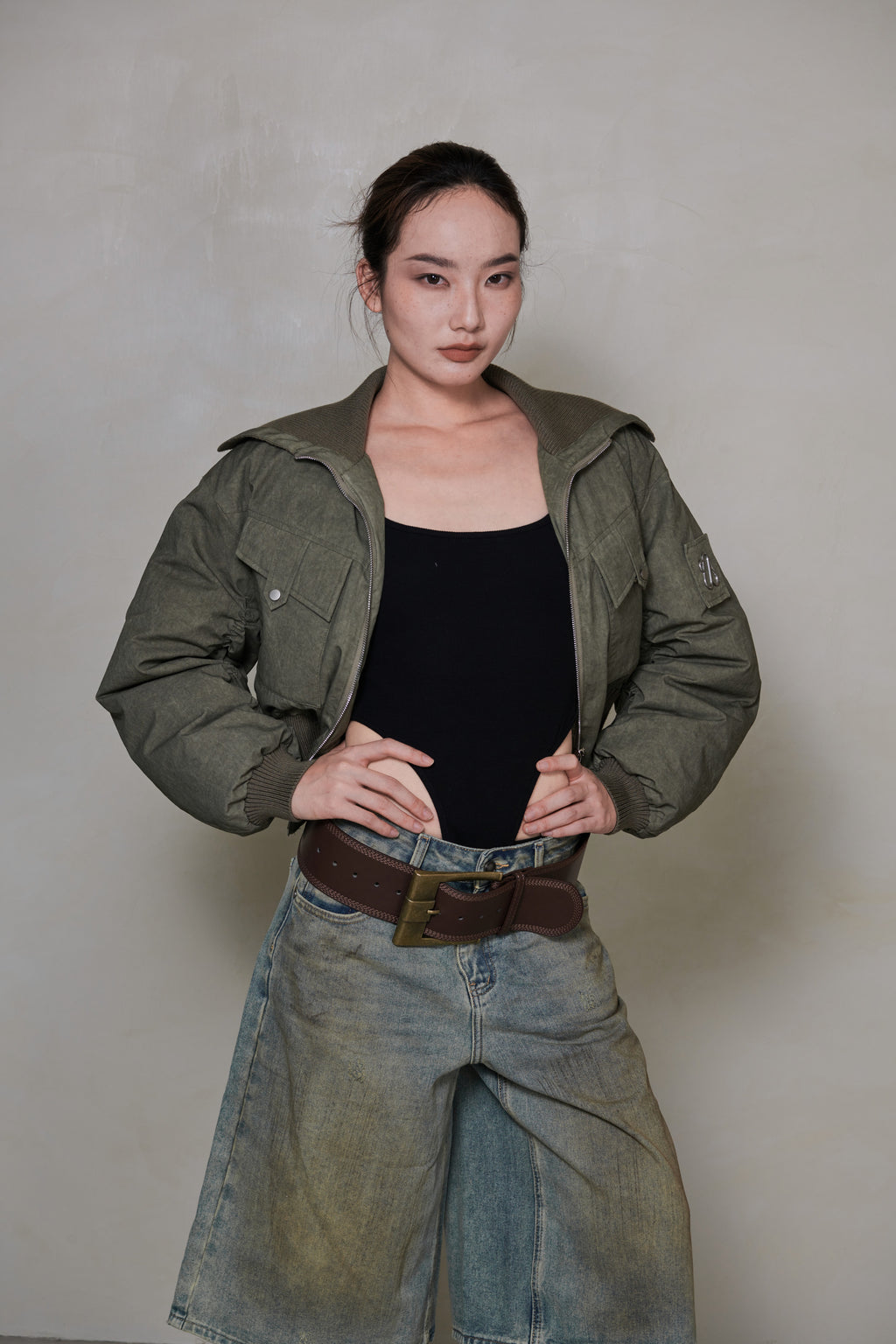 030 SHORT DOWN JACKET - DRAB