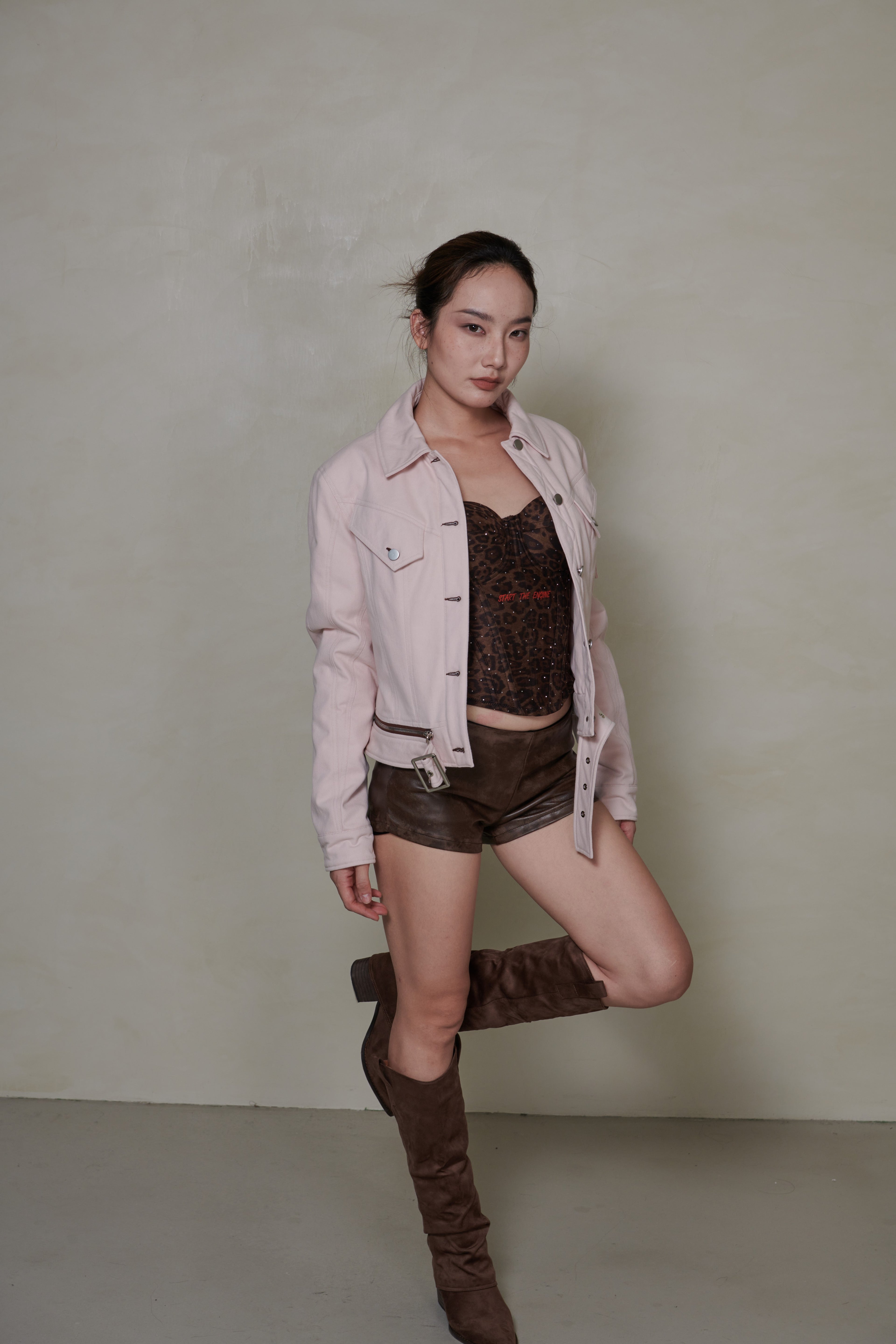 038 SHORT DENIM DOWN JACKET - SHELL