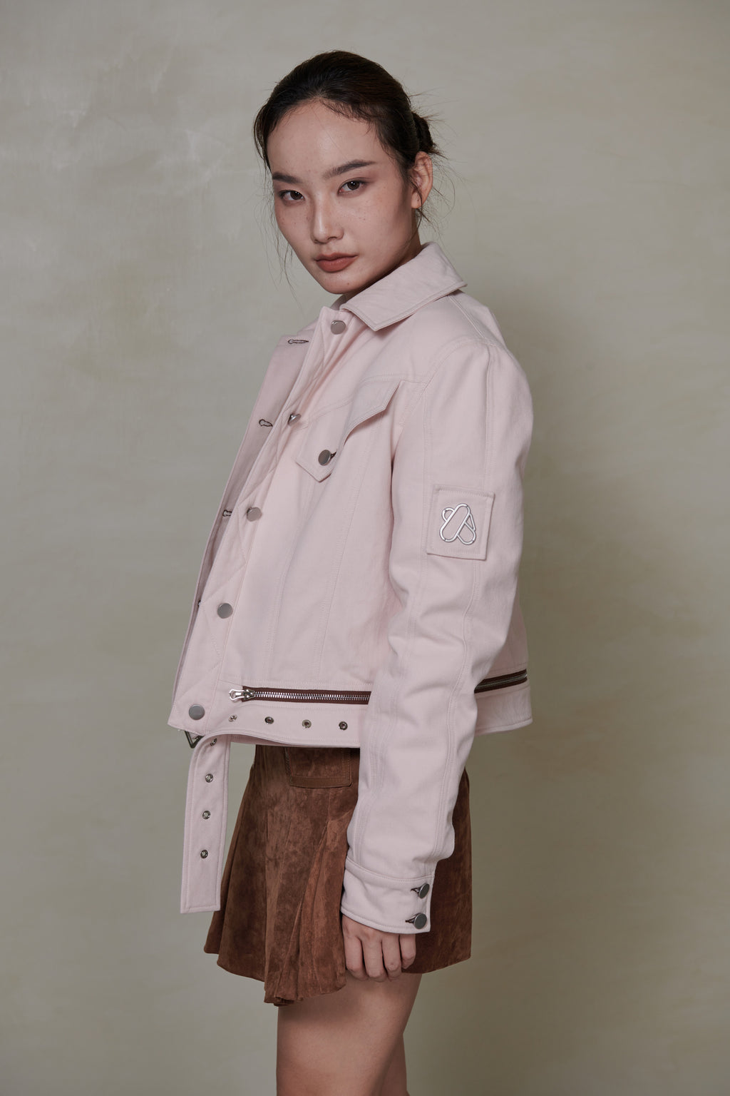 038 SHORT DENIM DOWN JACKET - SHELL