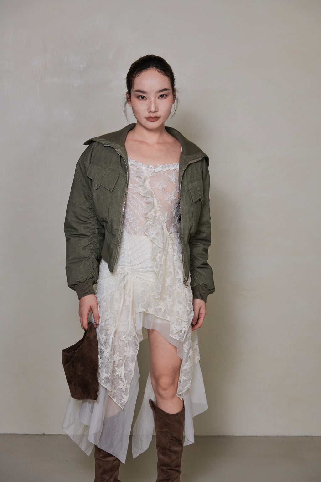 030 SHORT DOWN JACKET - DRAB