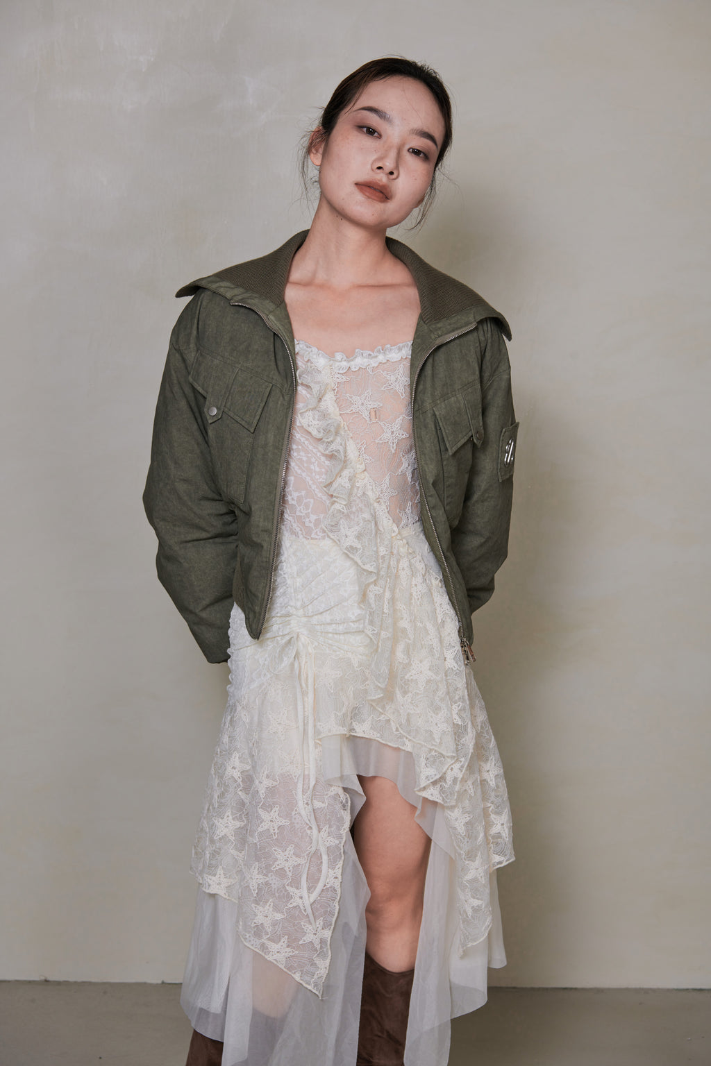 030 SHORT DOWN JACKET - DRAB