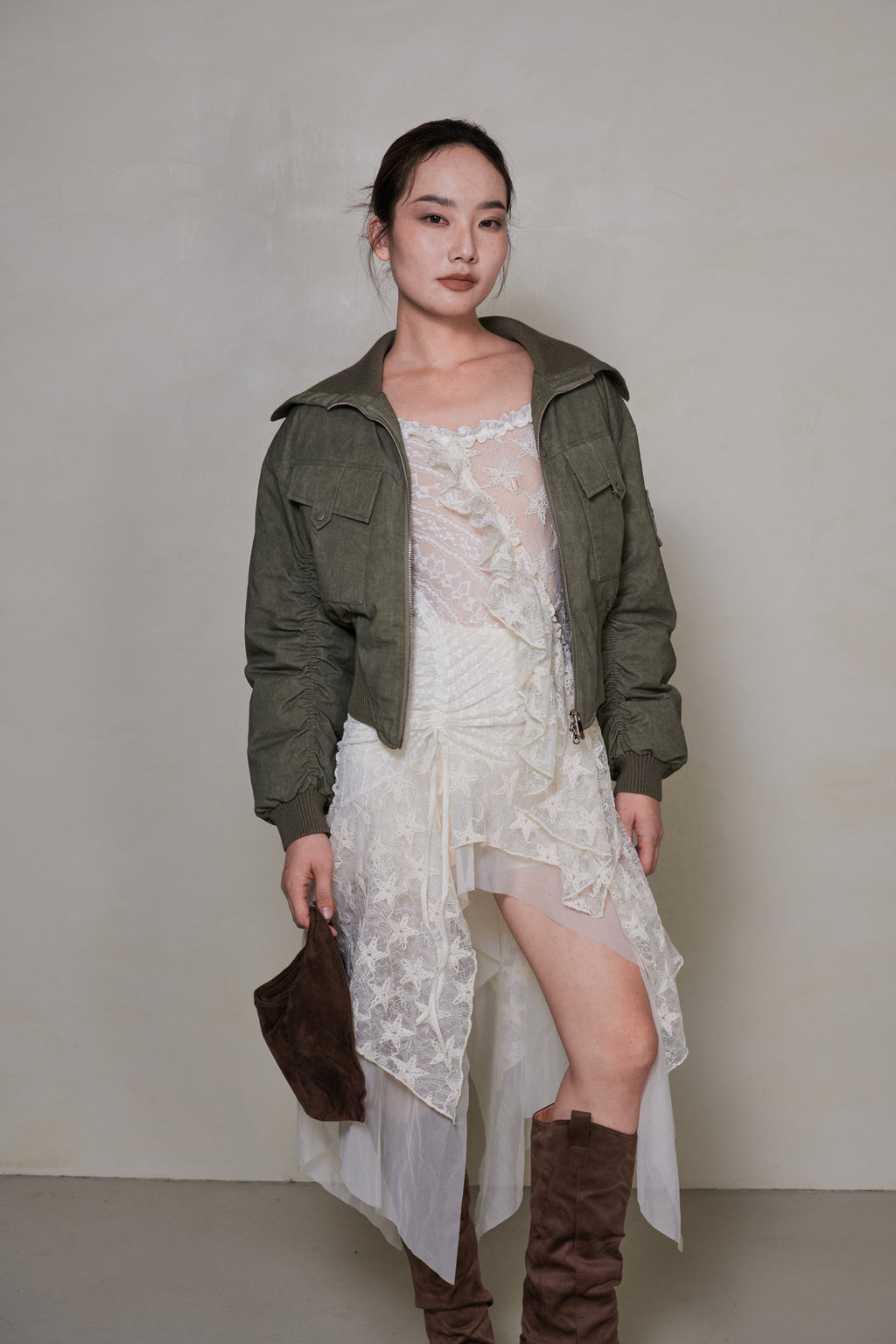 030 SHORT DOWN JACKET - DRAB