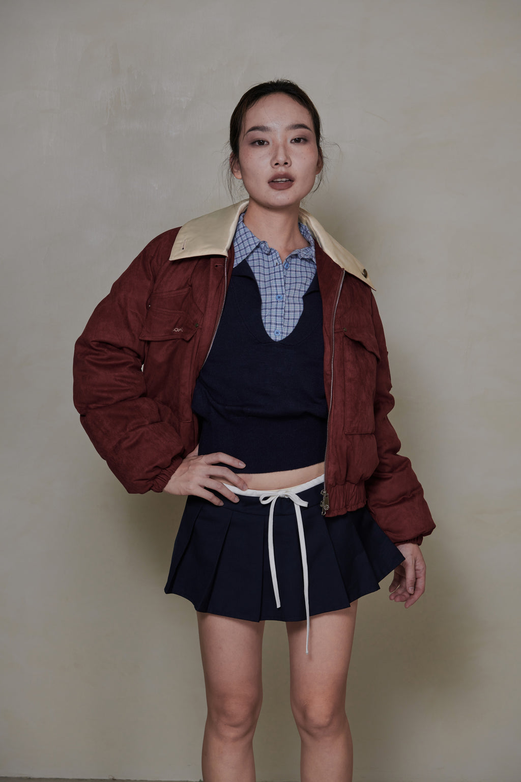 033 SHORT DOWN JACKET - BORDEAUX