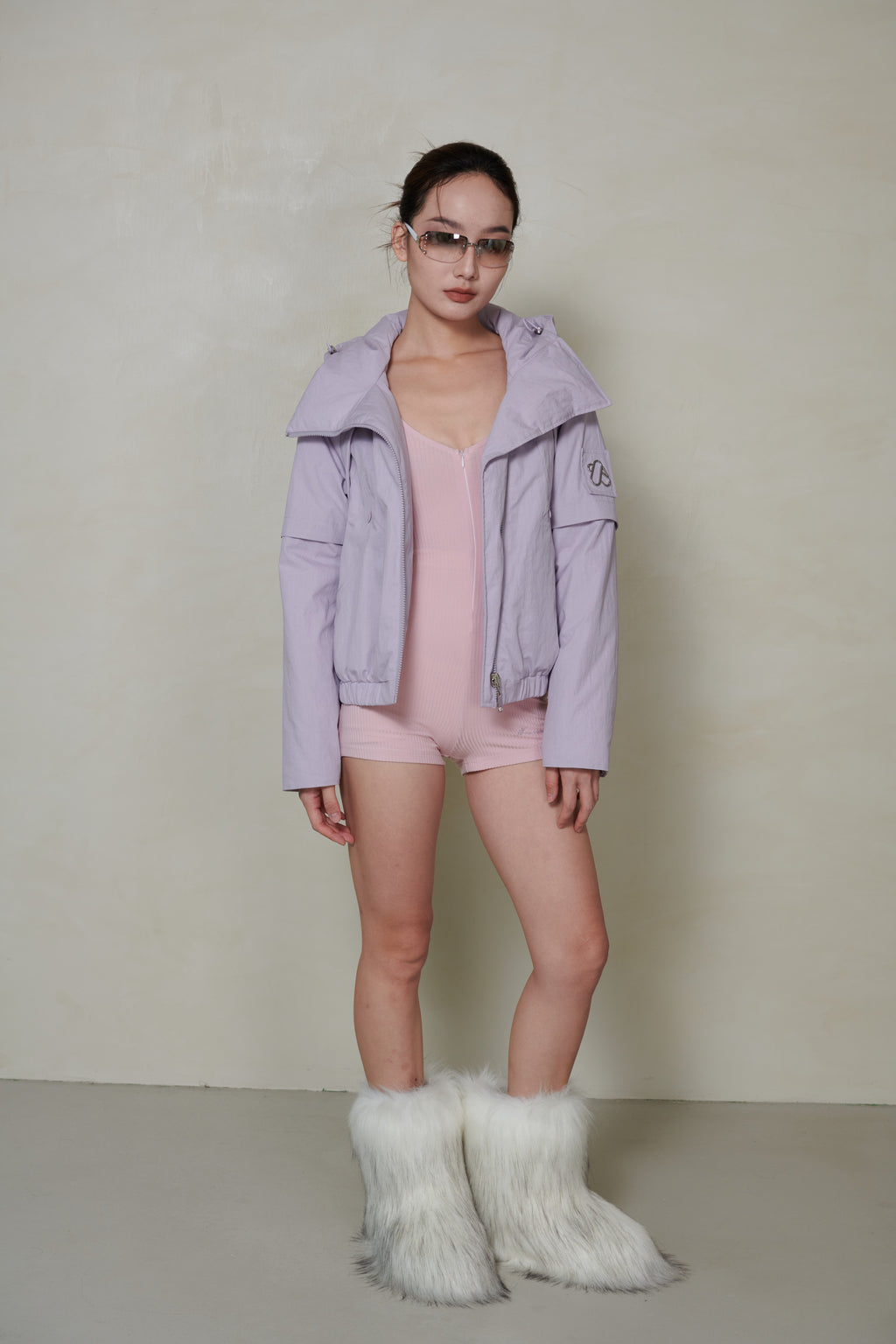 018 SHORT CONVERTIBLE DOWN JACKET - MAUVE