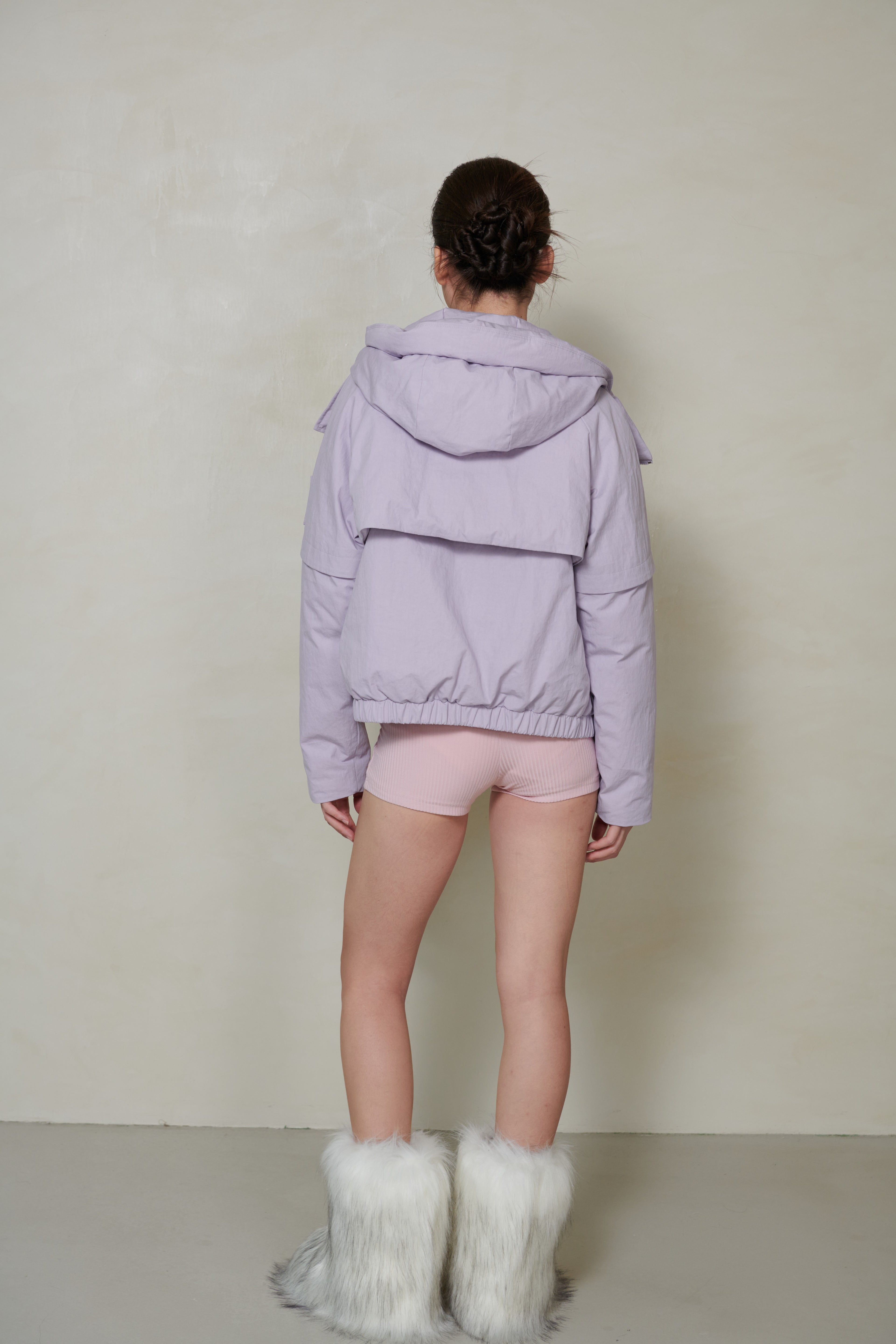 018 SHORT CONVERTIBLE DOWN JACKET - MAUVE