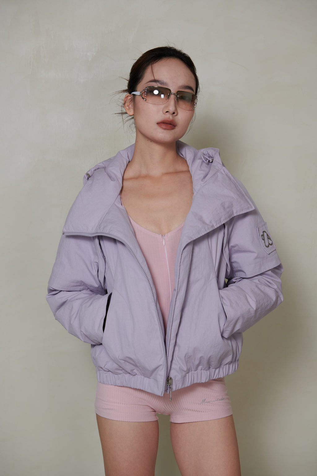 018 SHORT CONVERTIBLE DOWN JACKET - MAUVE