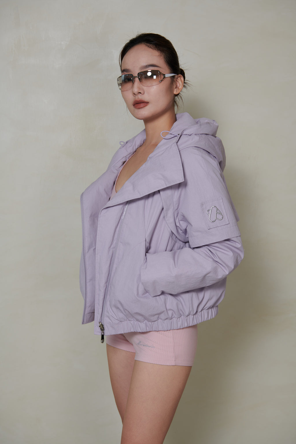 018 SHORT CONVERTIBLE DOWN JACKET - MAUVE