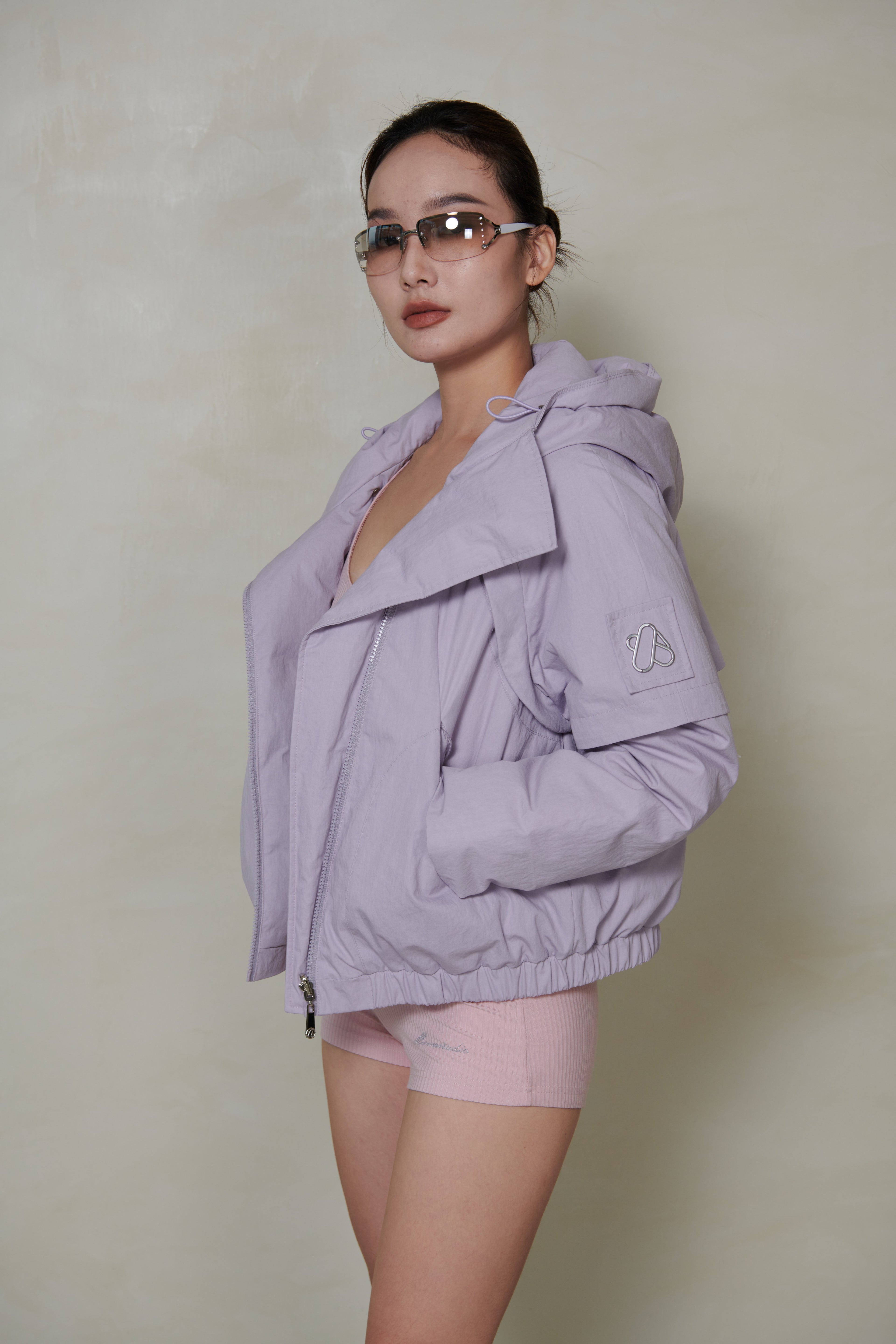 018 SHORT CONVERTIBLE DOWN JACKET - MAUVE