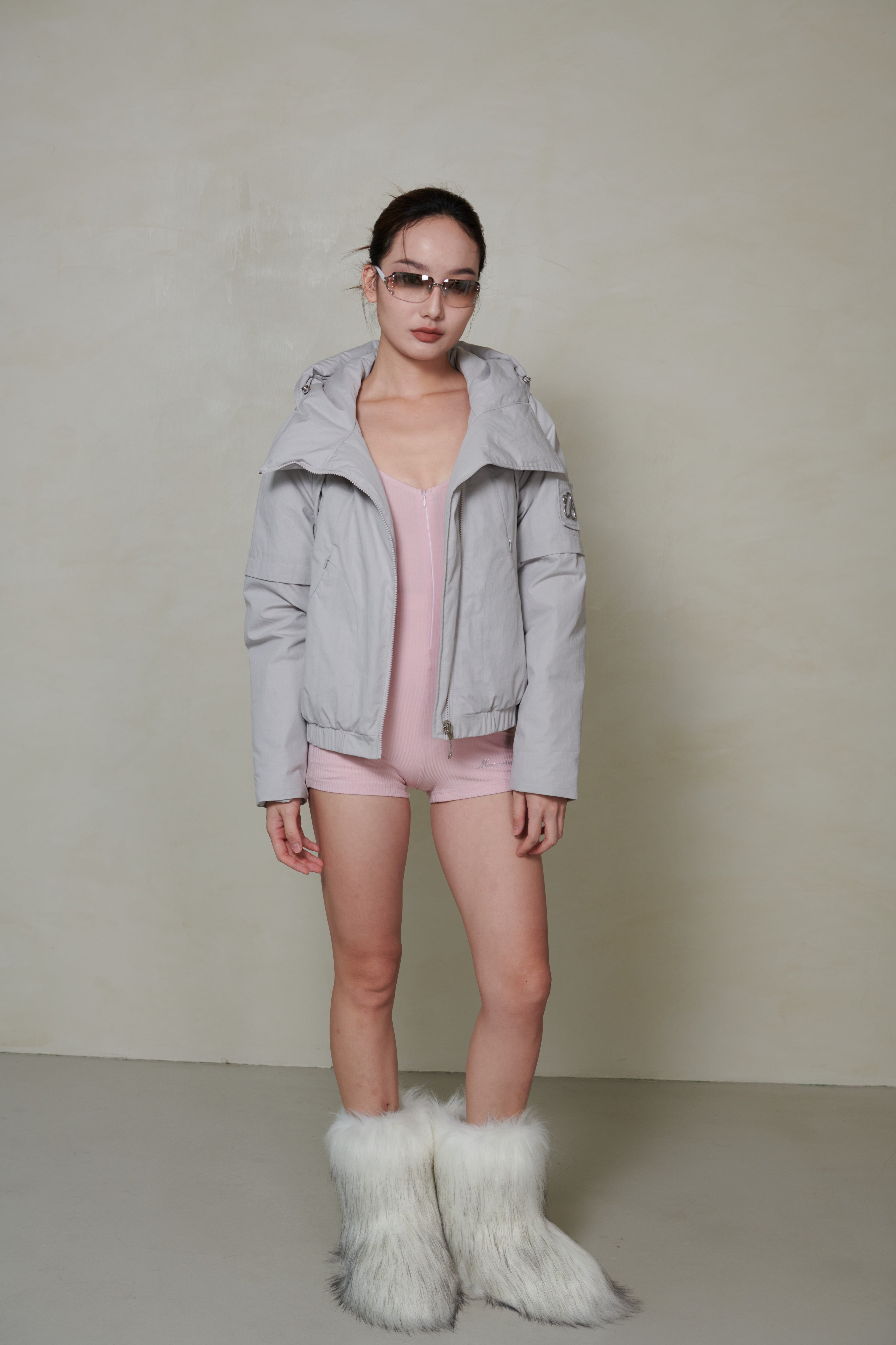 018 SHORT CONVERTIBLE DOWN JACKET - ALLOY