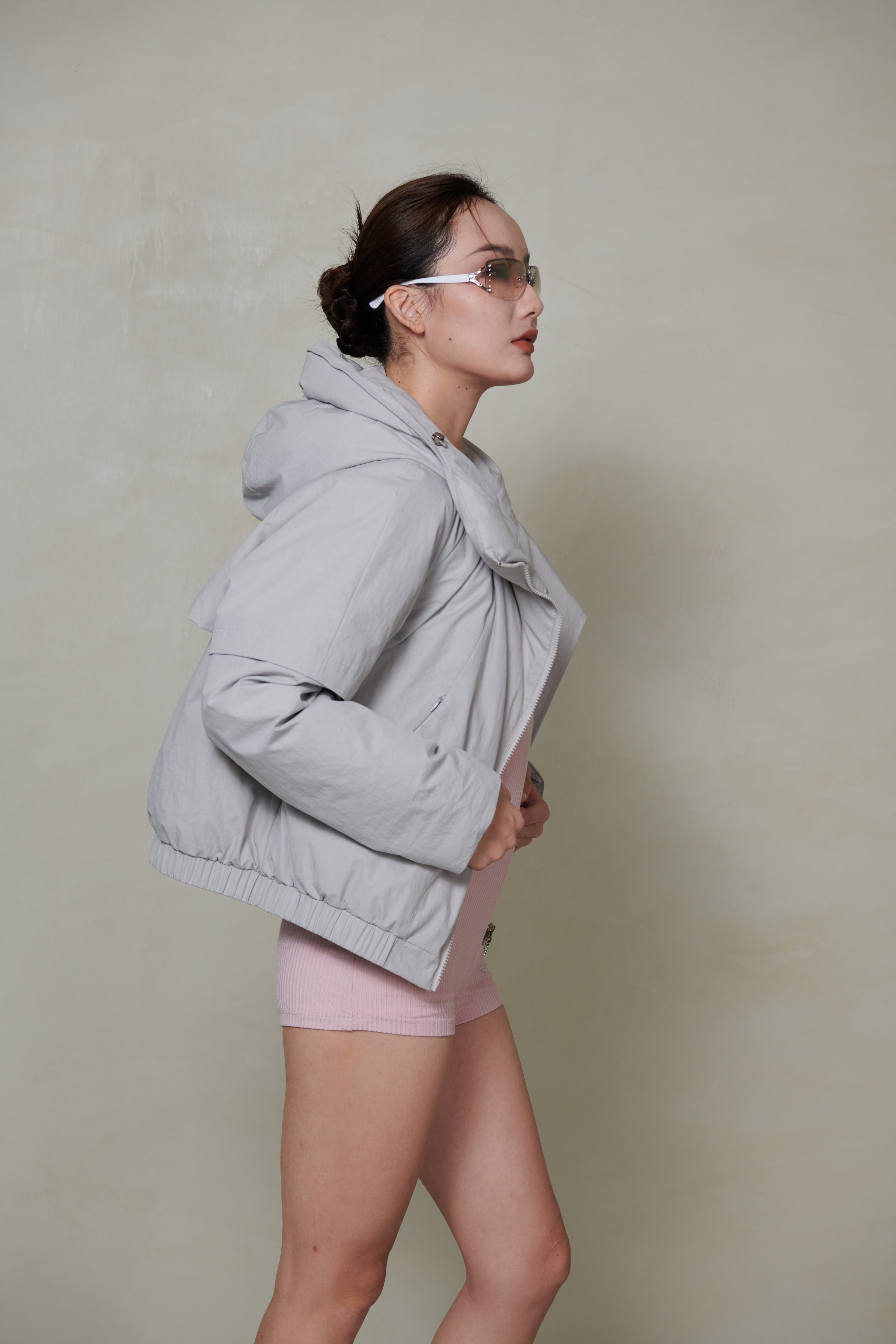 018 SHORT CONVERTIBLE DOWN JACKET - ALLOY