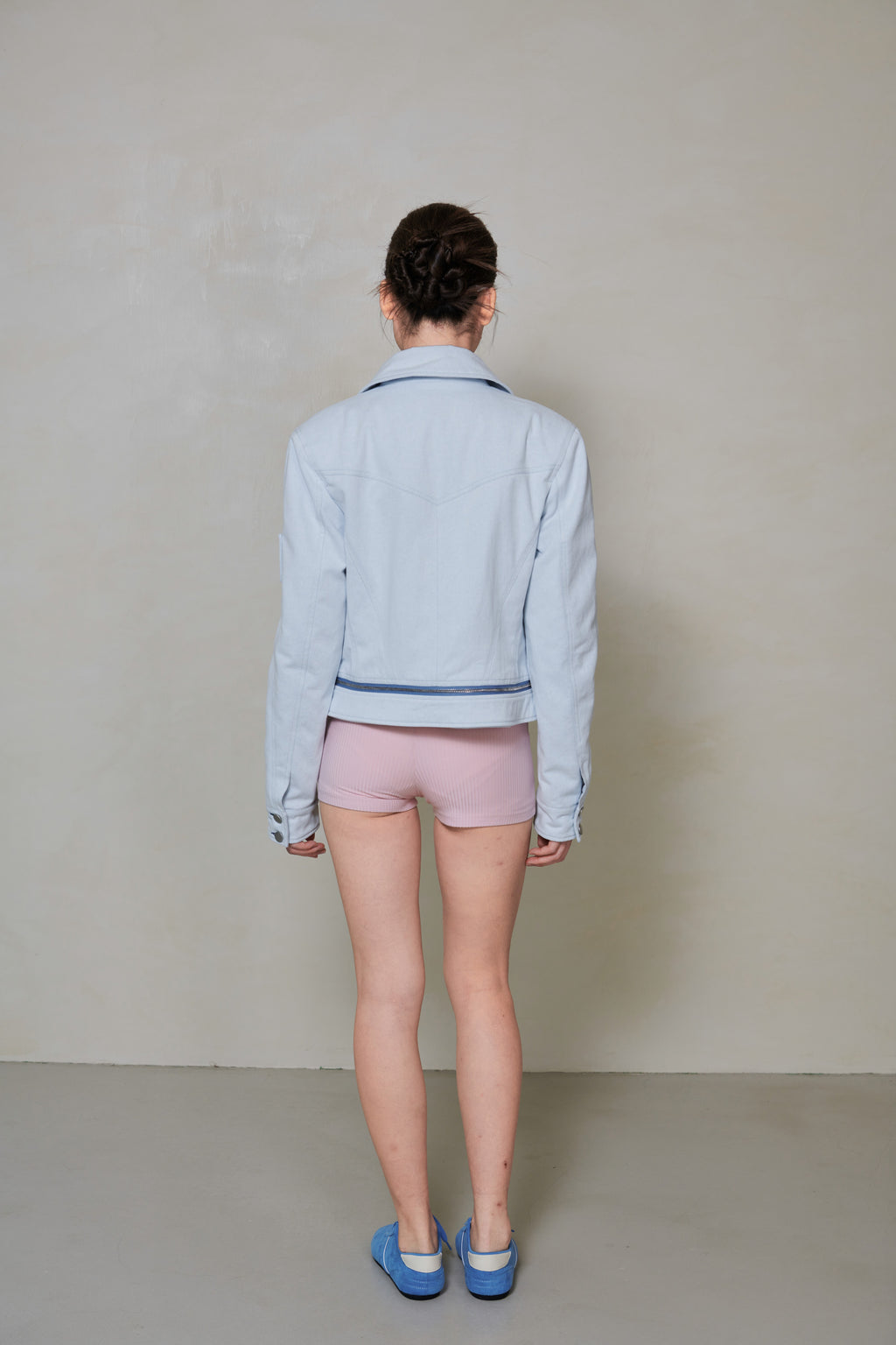 038 SHORT DENIM DOWN JACKET - SKY