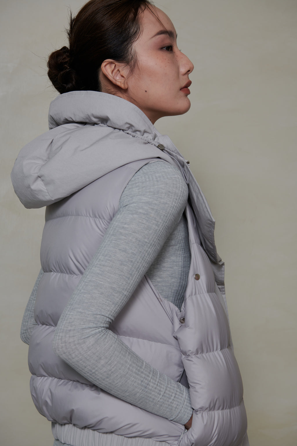 018 SHORT CONVERTIBLE DOWN JACKET - ALLOY