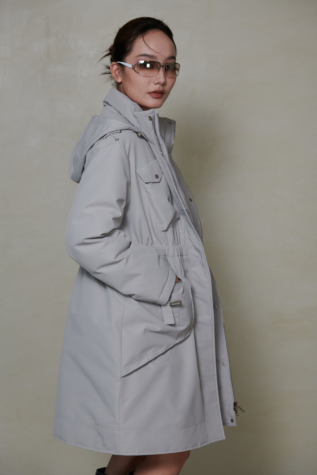 047 LONG DOWN COAT - FOG