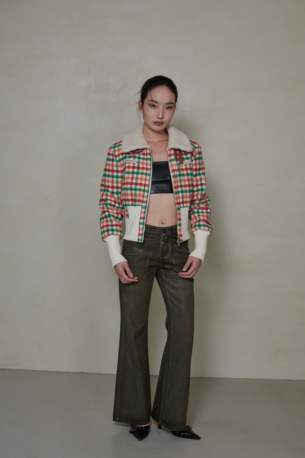 037 SHORT DOWN JACKET - TARTAN