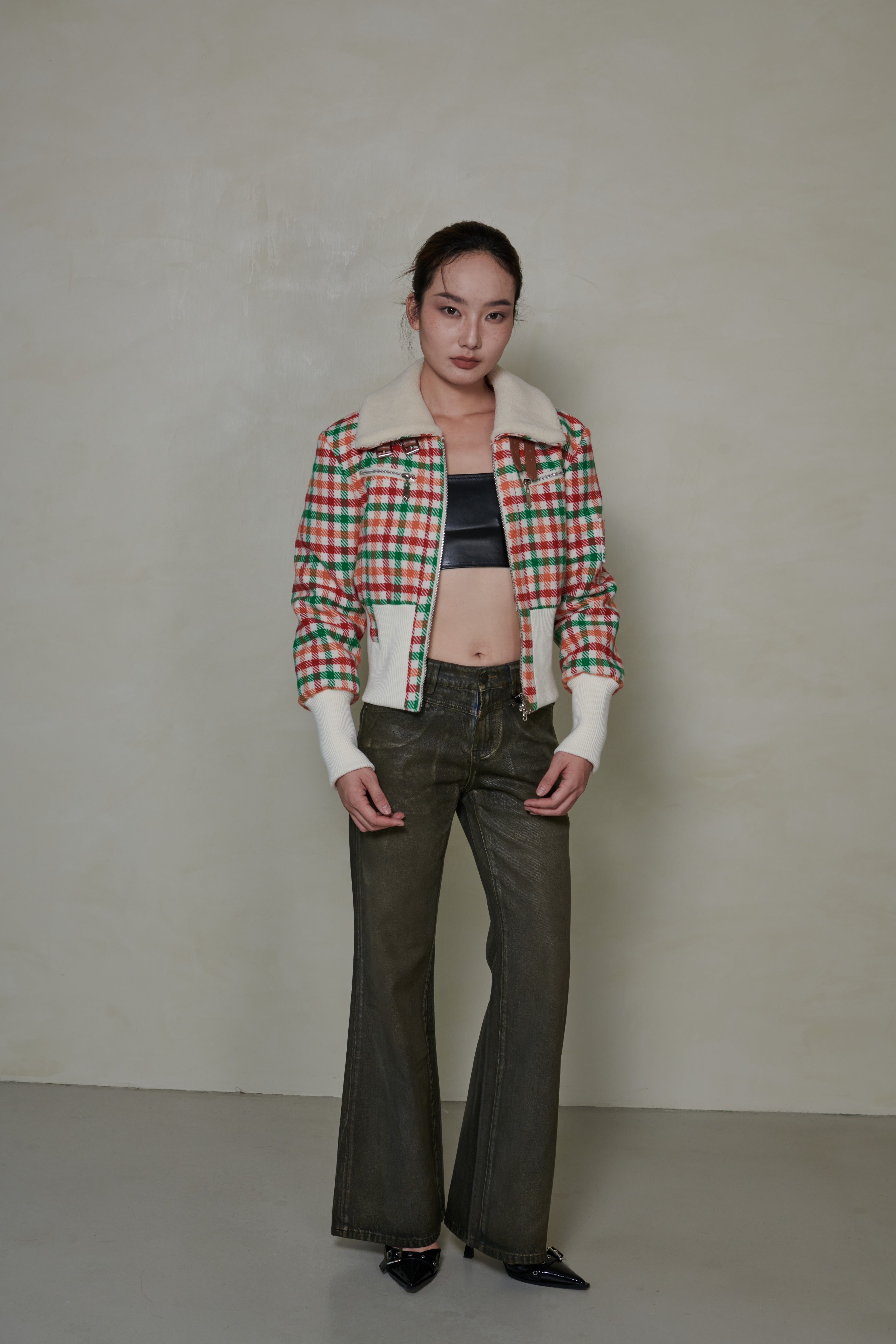 037 SHORT DOWN JACKET - TARTAN