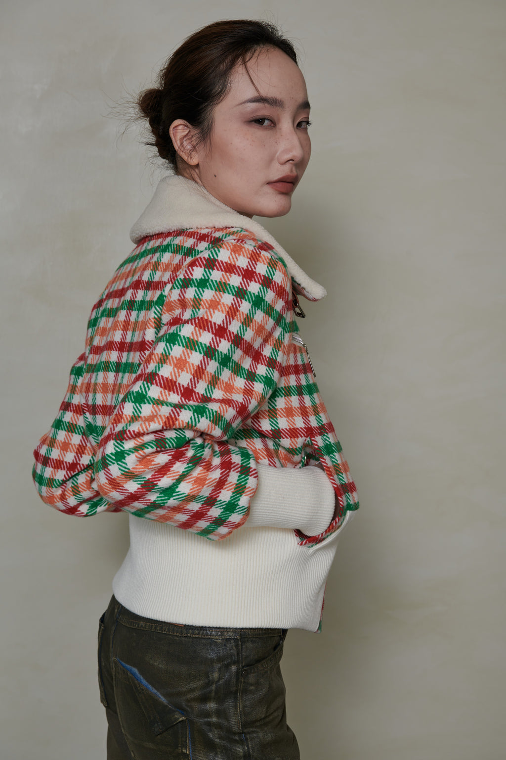 037 SHORT DOWN JACKET - TARTAN