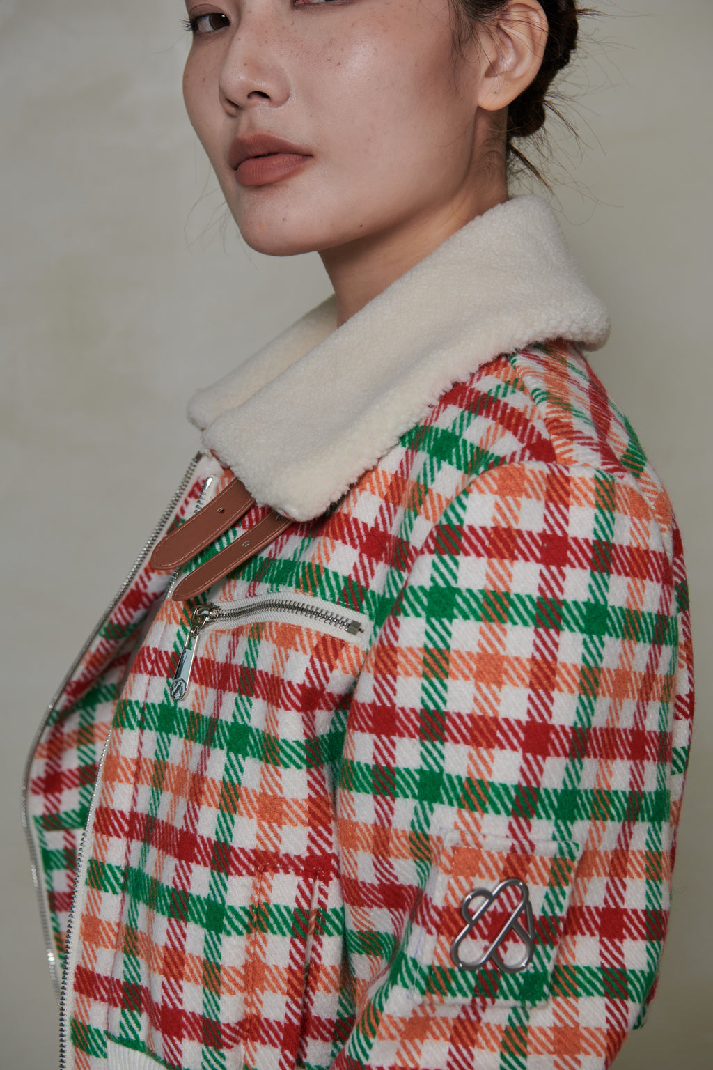 037 SHORT DOWN JACKET - TARTAN