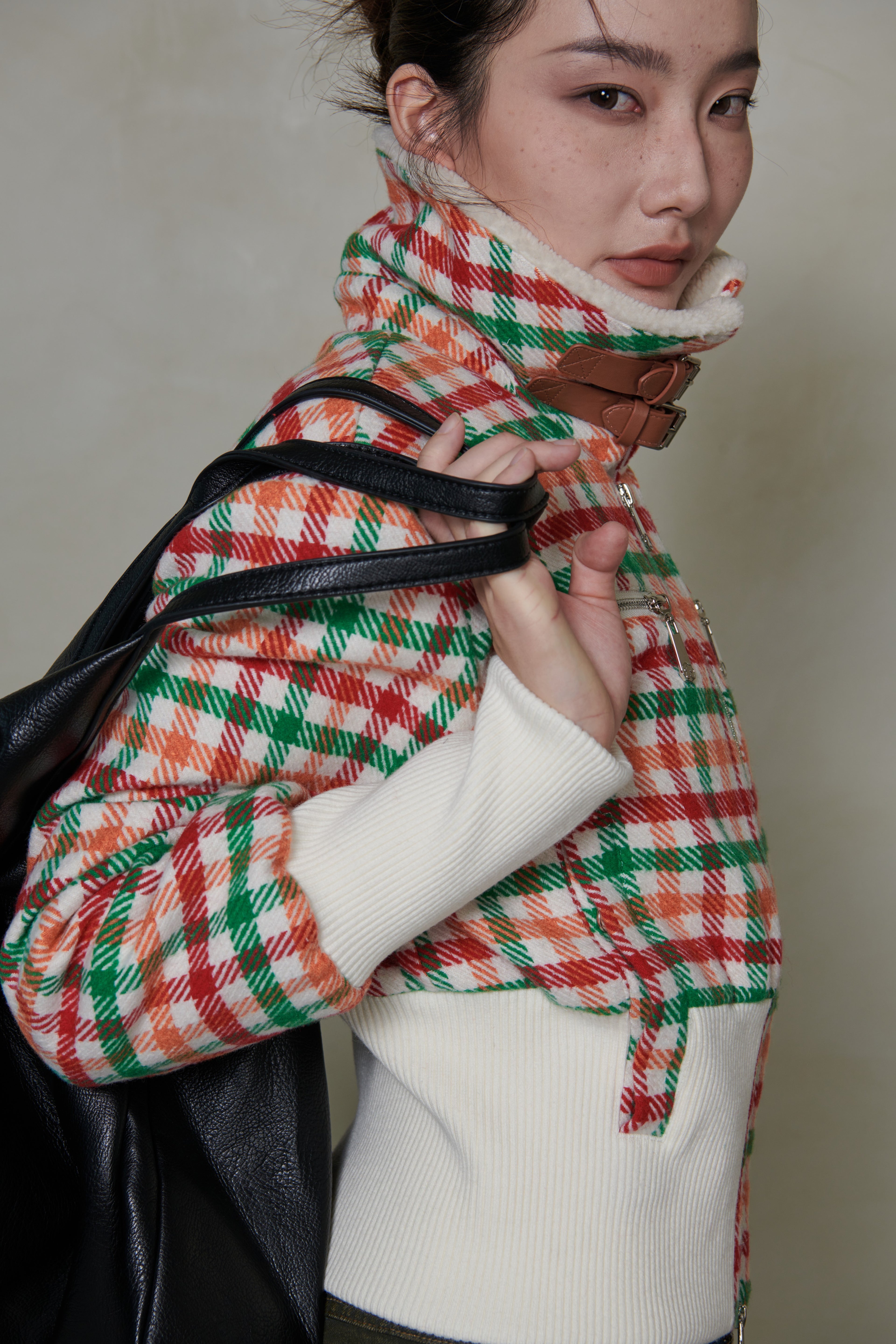 037 SHORT DOWN JACKET - TARTAN