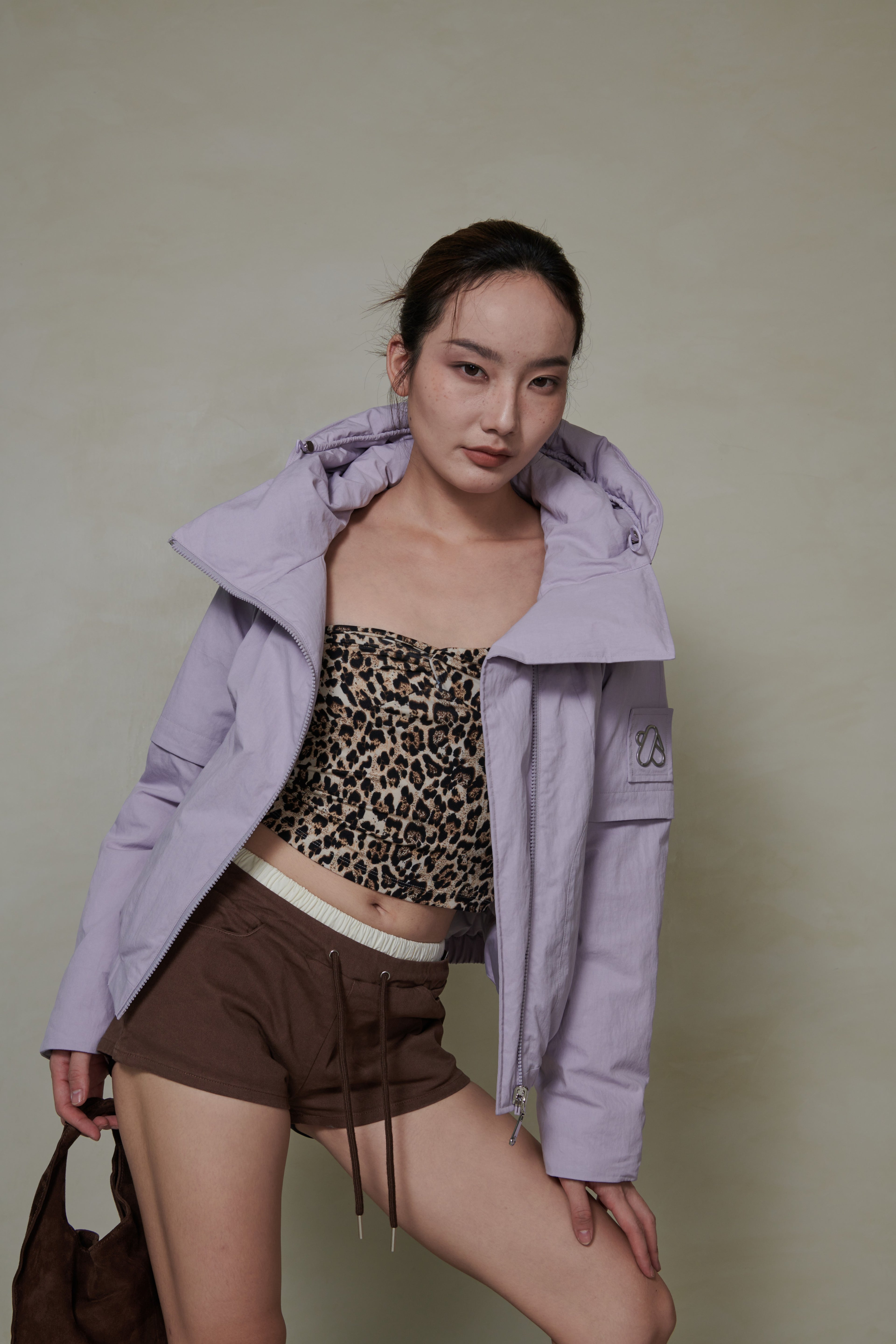 018 SHORT CONVERTIBLE DOWN JACKET - MAUVE