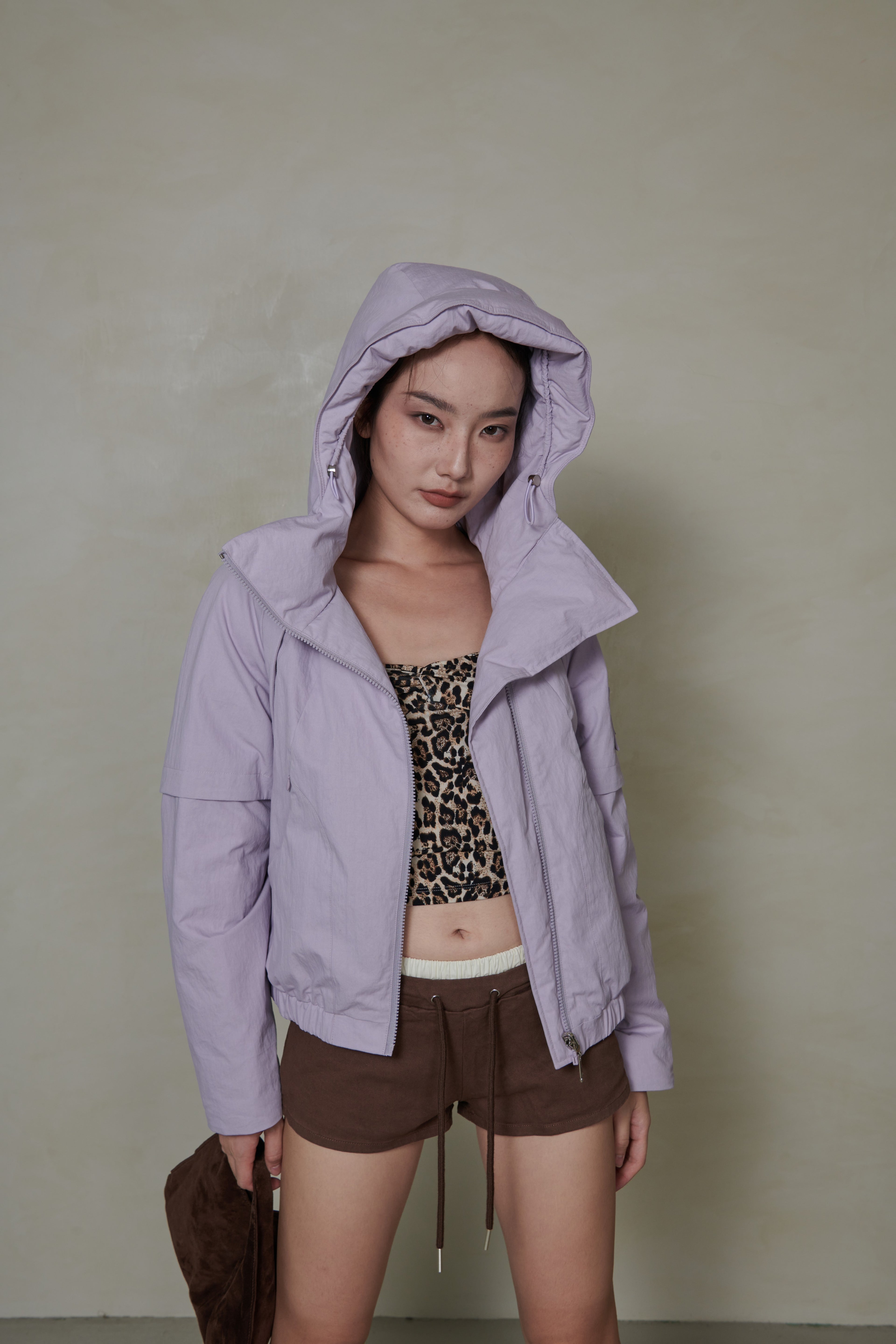 018 SHORT CONVERTIBLE DOWN JACKET - MAUVE