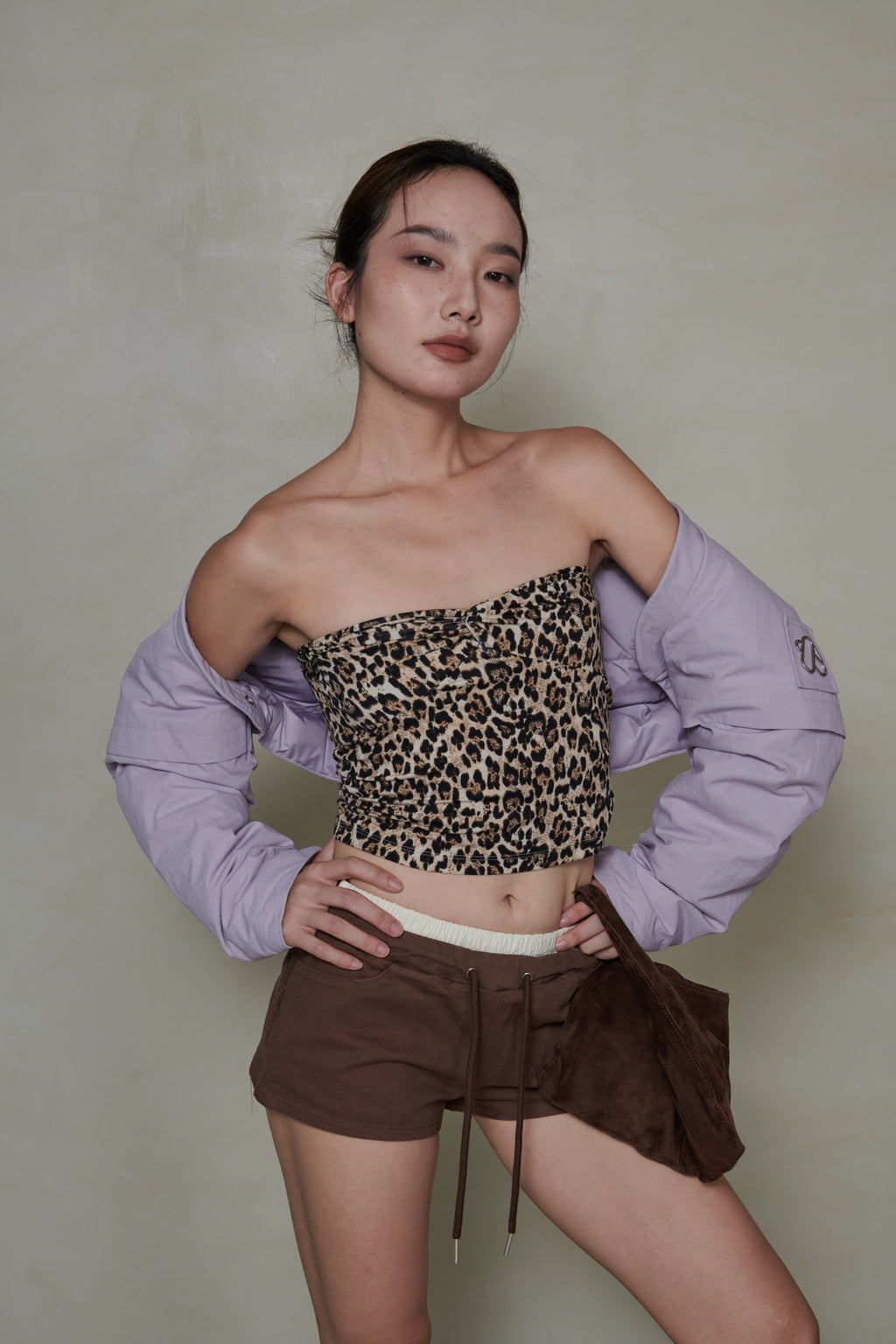 018 SHORT CONVERTIBLE DOWN JACKET - MAUVE