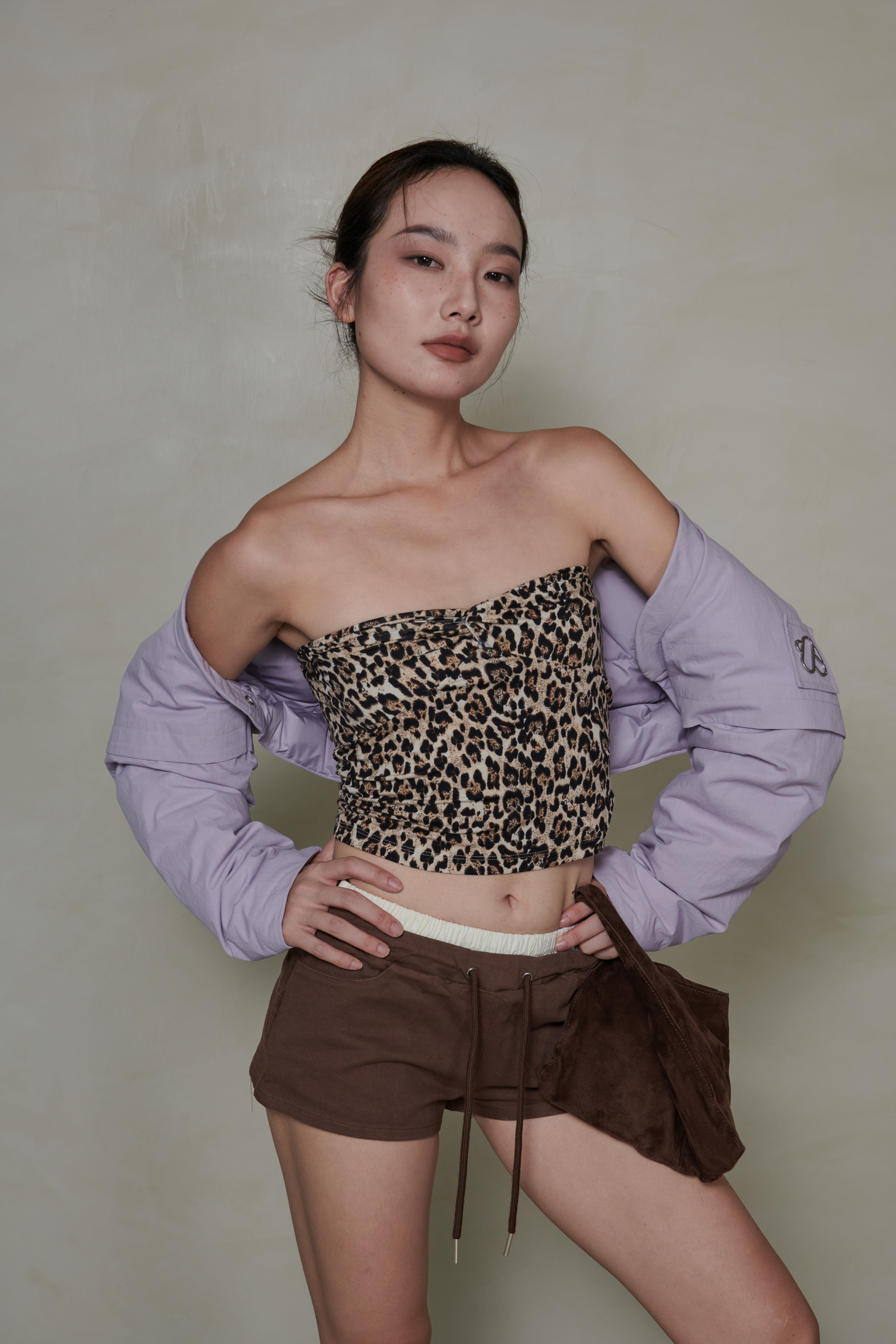 018 SHORT CONVERTIBLE DOWN JACKET - MAUVE