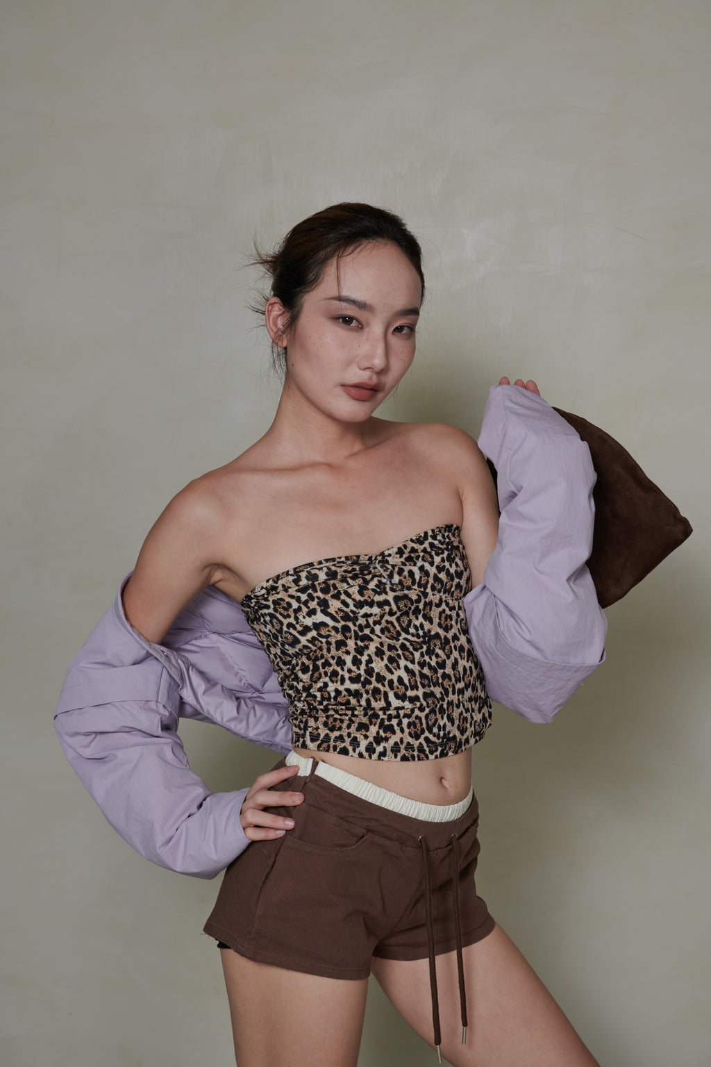 018 SHORT CONVERTIBLE DOWN JACKET - MAUVE