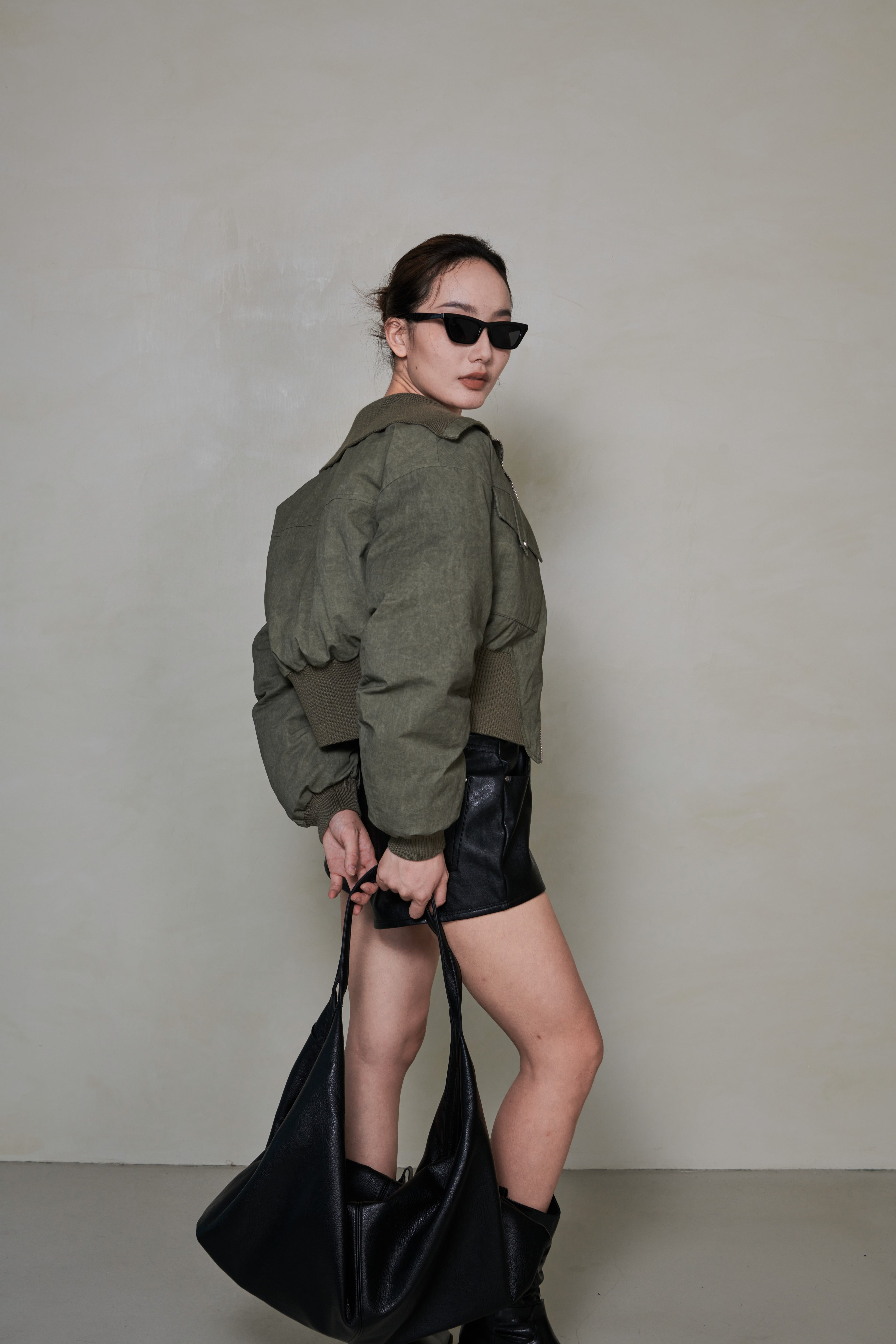 030 SHORT DOWN JACKET - DRAB