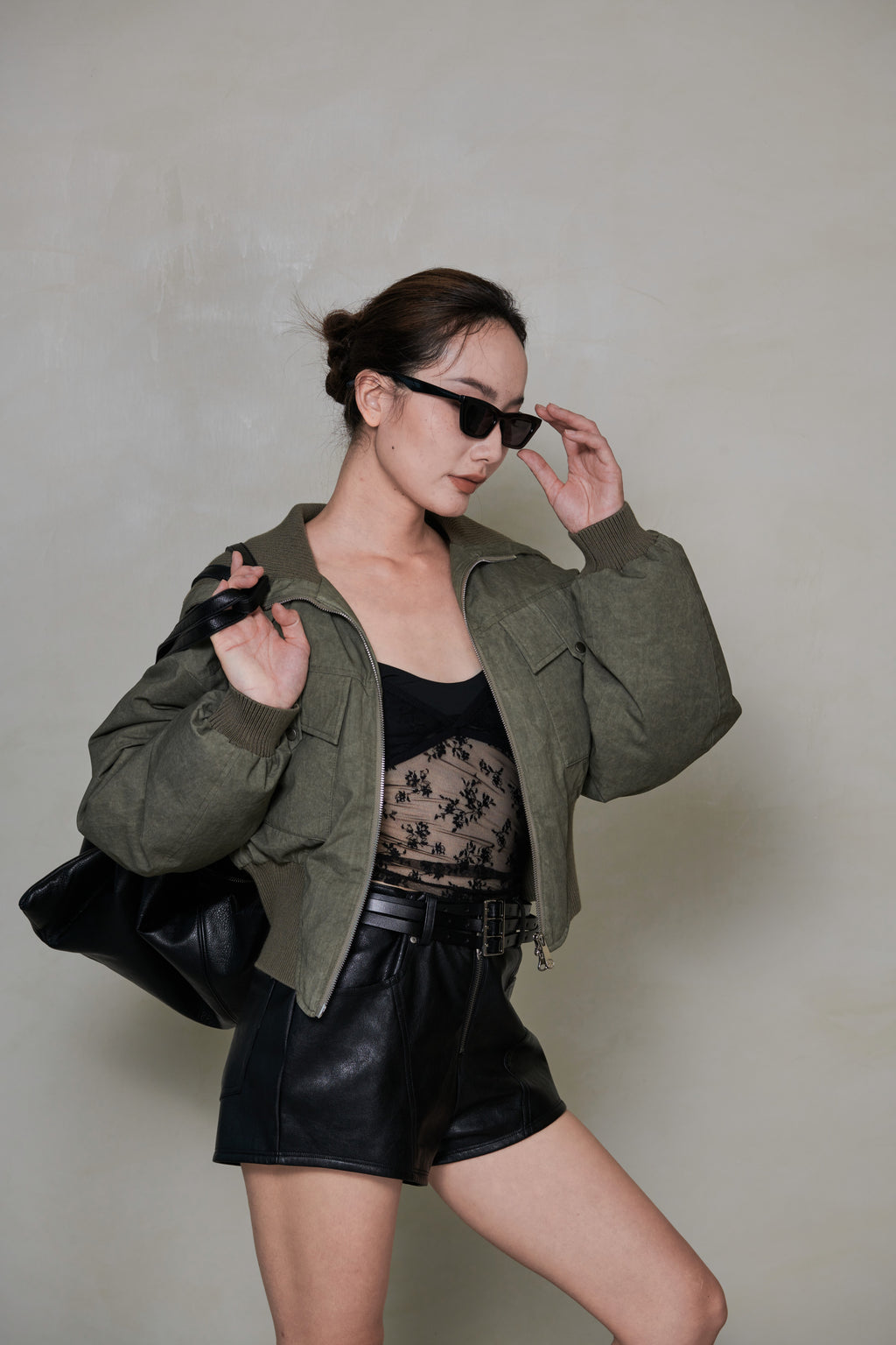 030 SHORT DOWN JACKET - DRAB