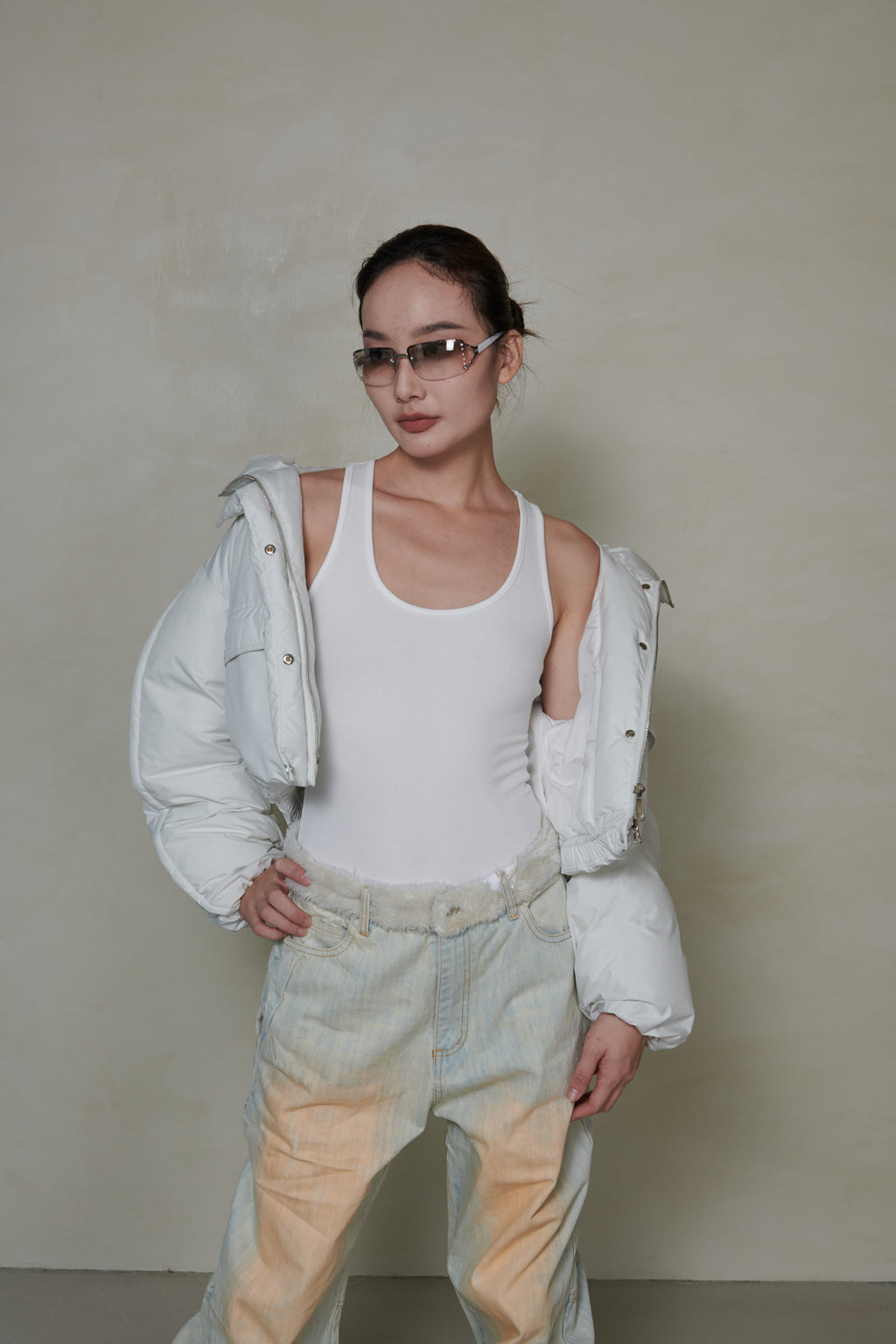 029 SHORT DOWN JACKET - GLACIER