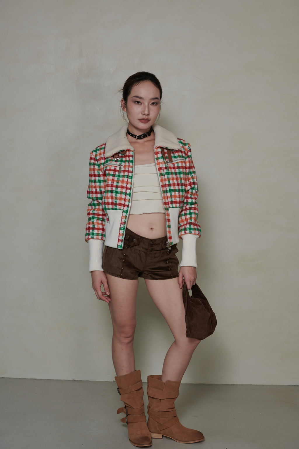037 SHORT DOWN JACKET - TARTAN