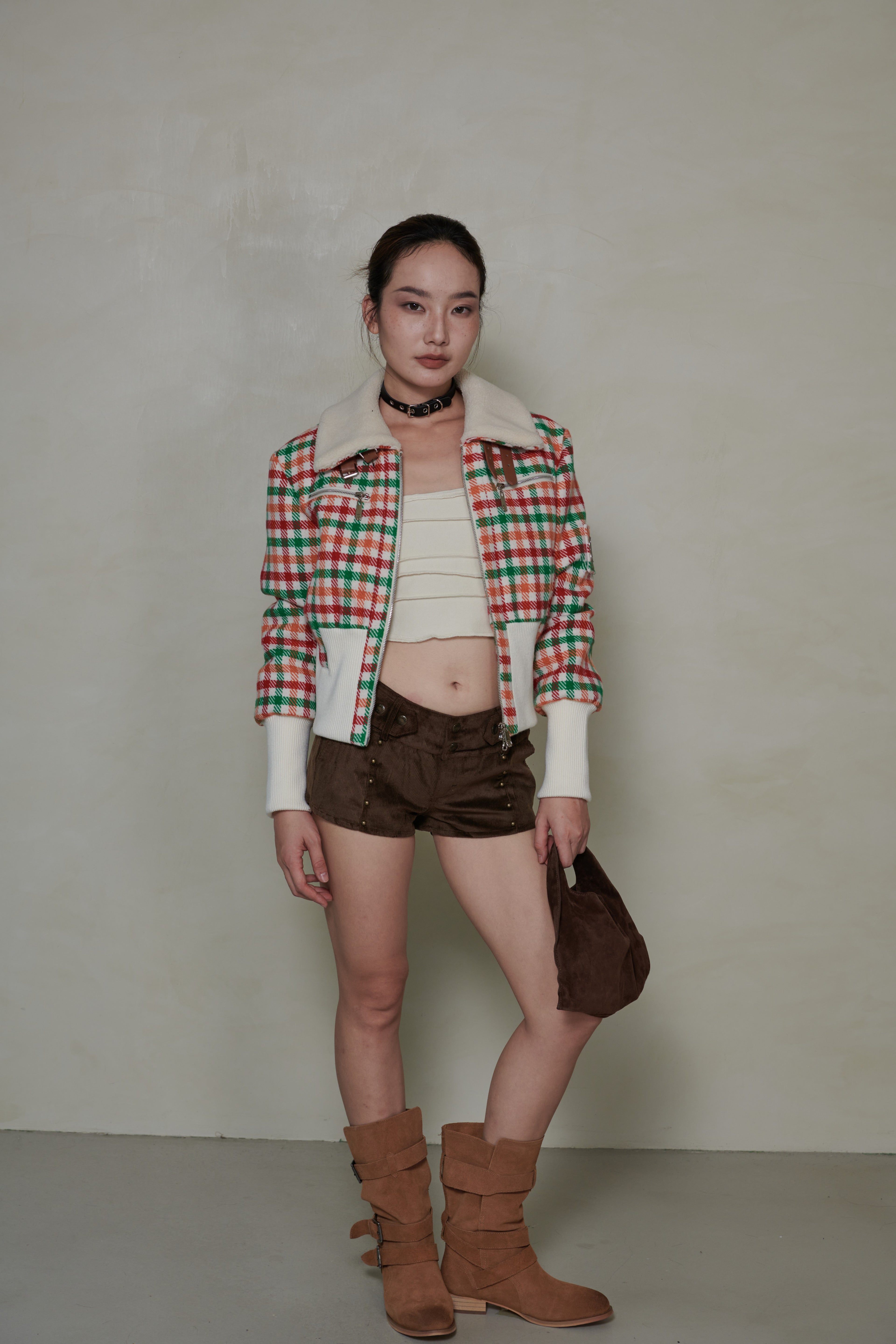 037 SHORT DOWN JACKET - TARTAN