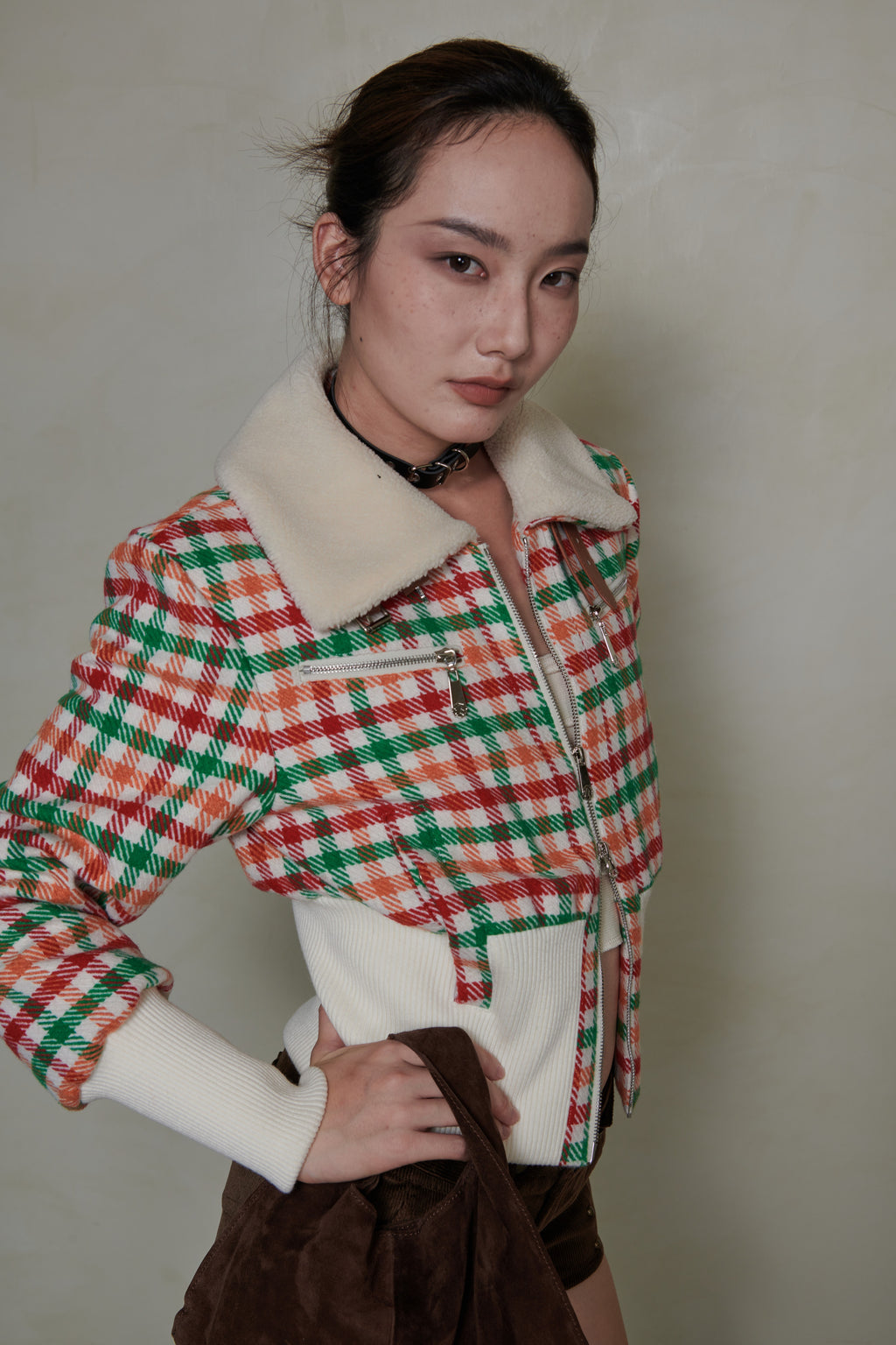 037 SHORT DOWN JACKET - TARTAN