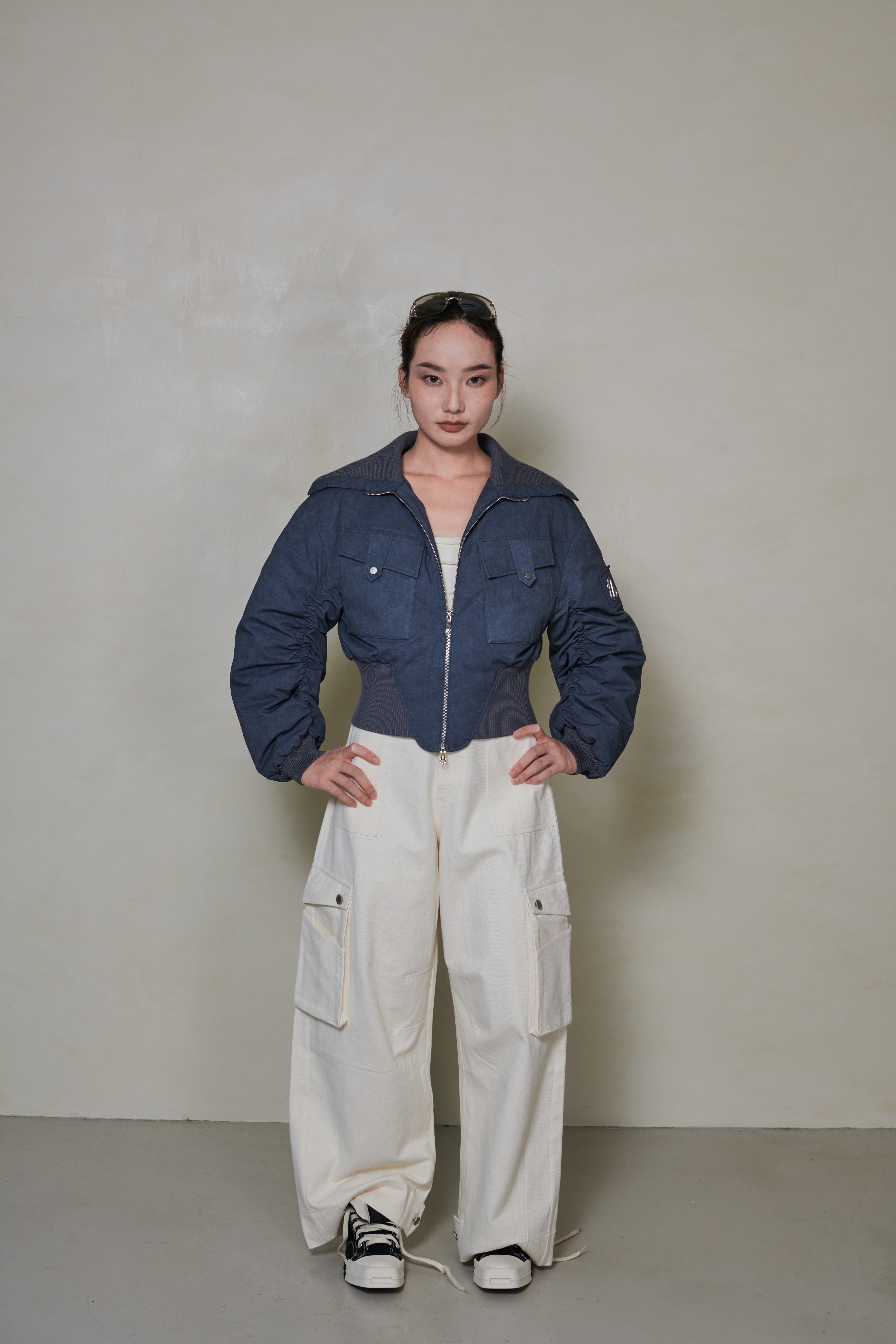 030 SHORT DOWN JACKET - SLATE