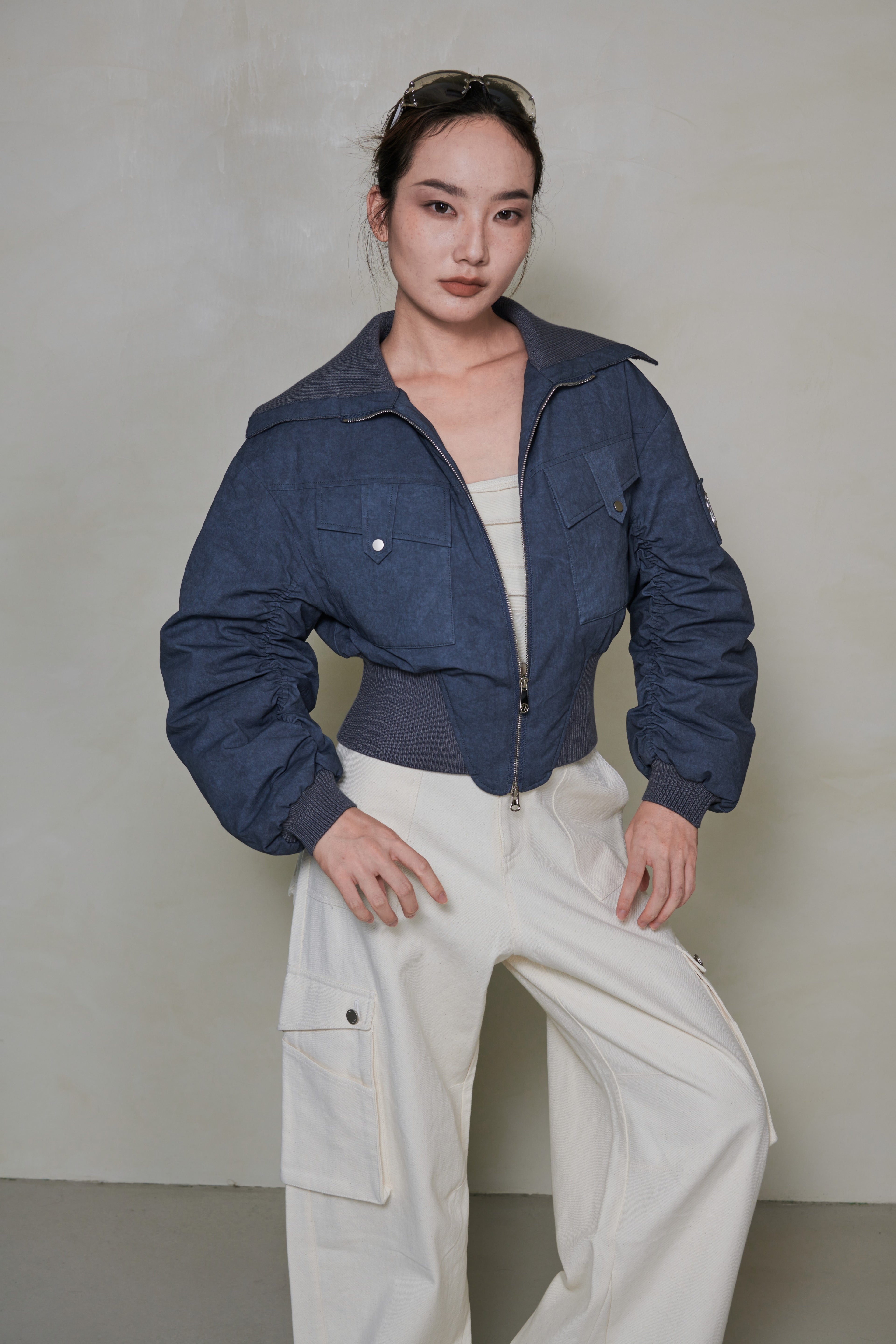 030 SHORT DOWN JACKET - SLATE