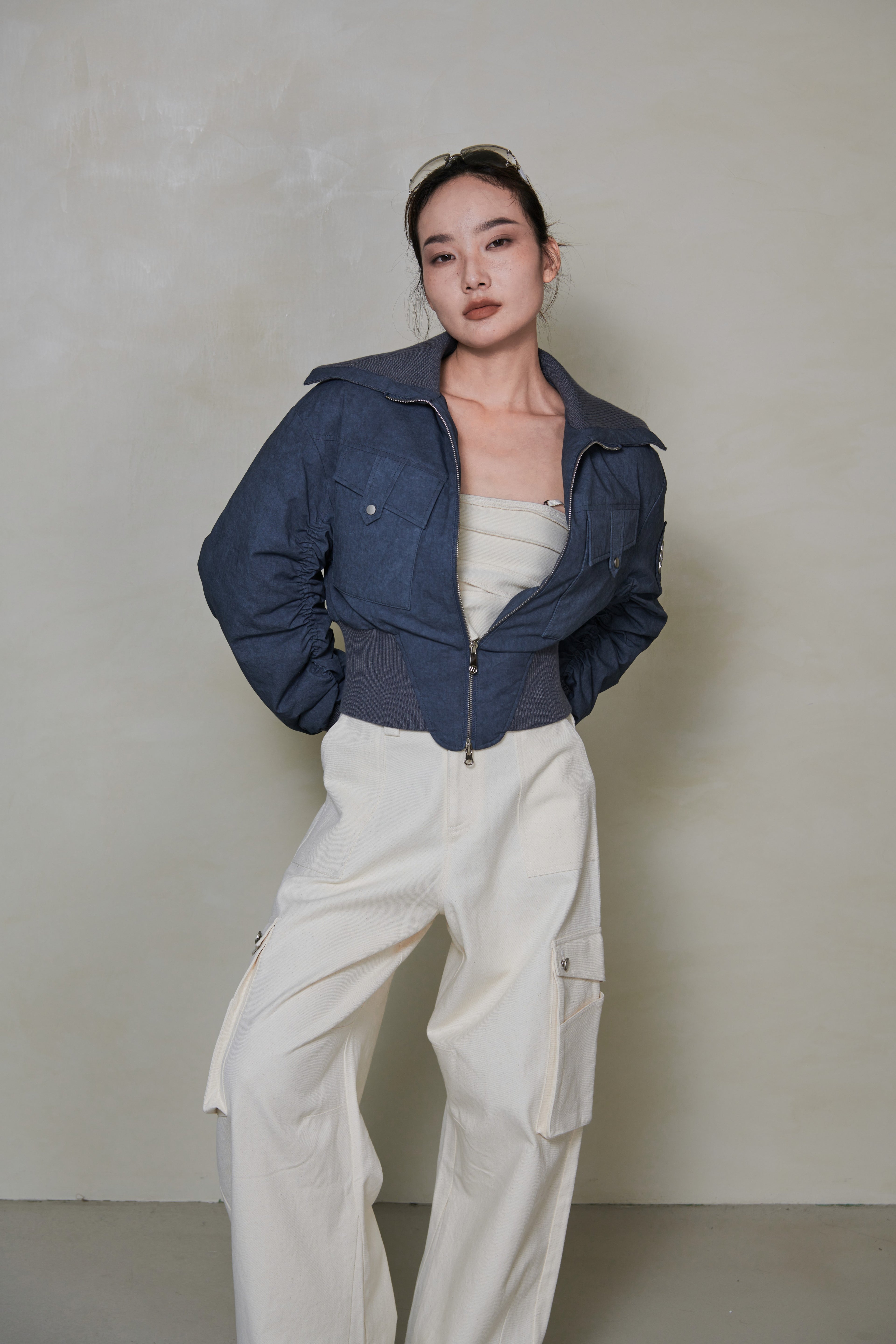 030 SHORT DOWN JACKET - SLATE