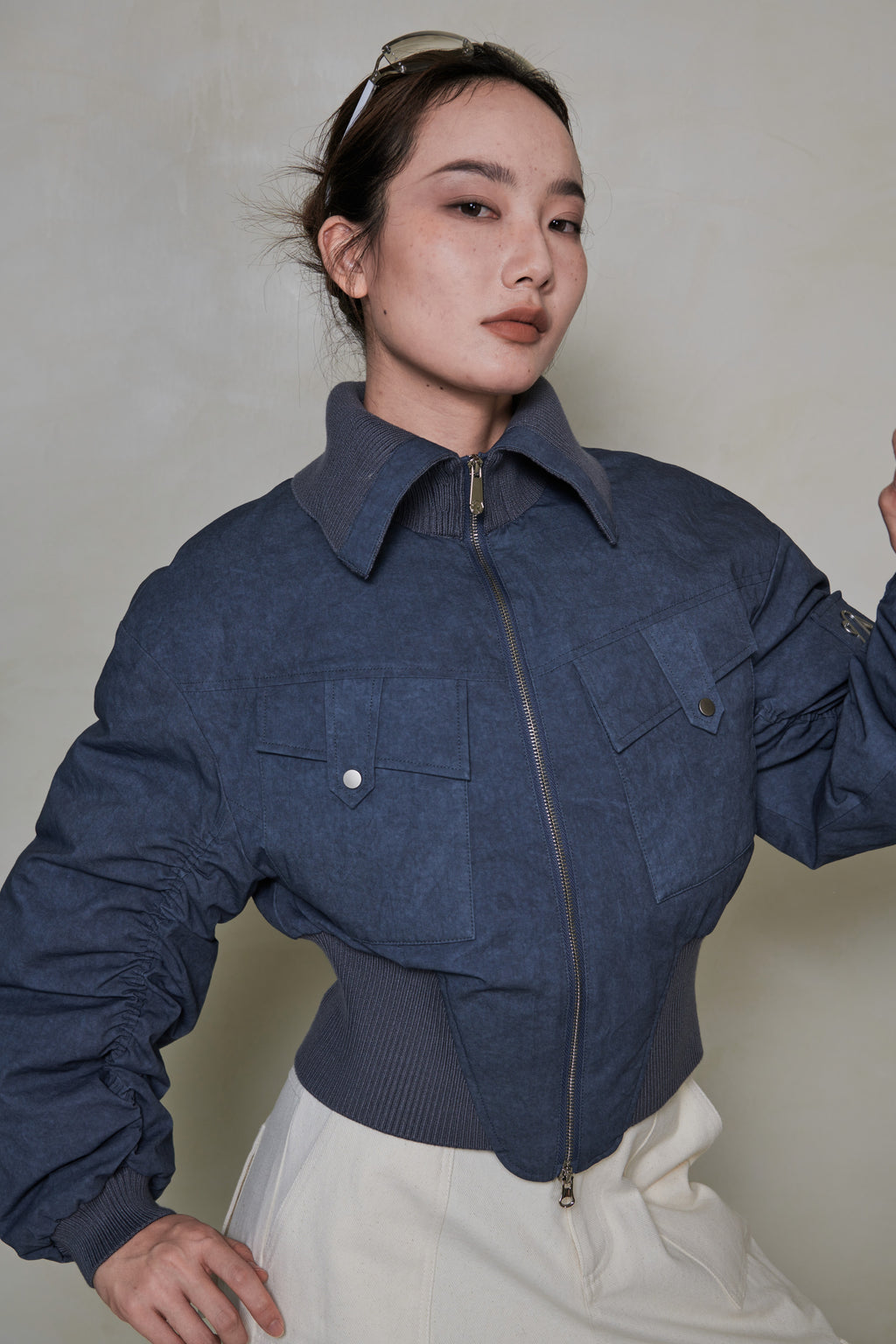 030 SHORT DOWN JACKET - SLATE