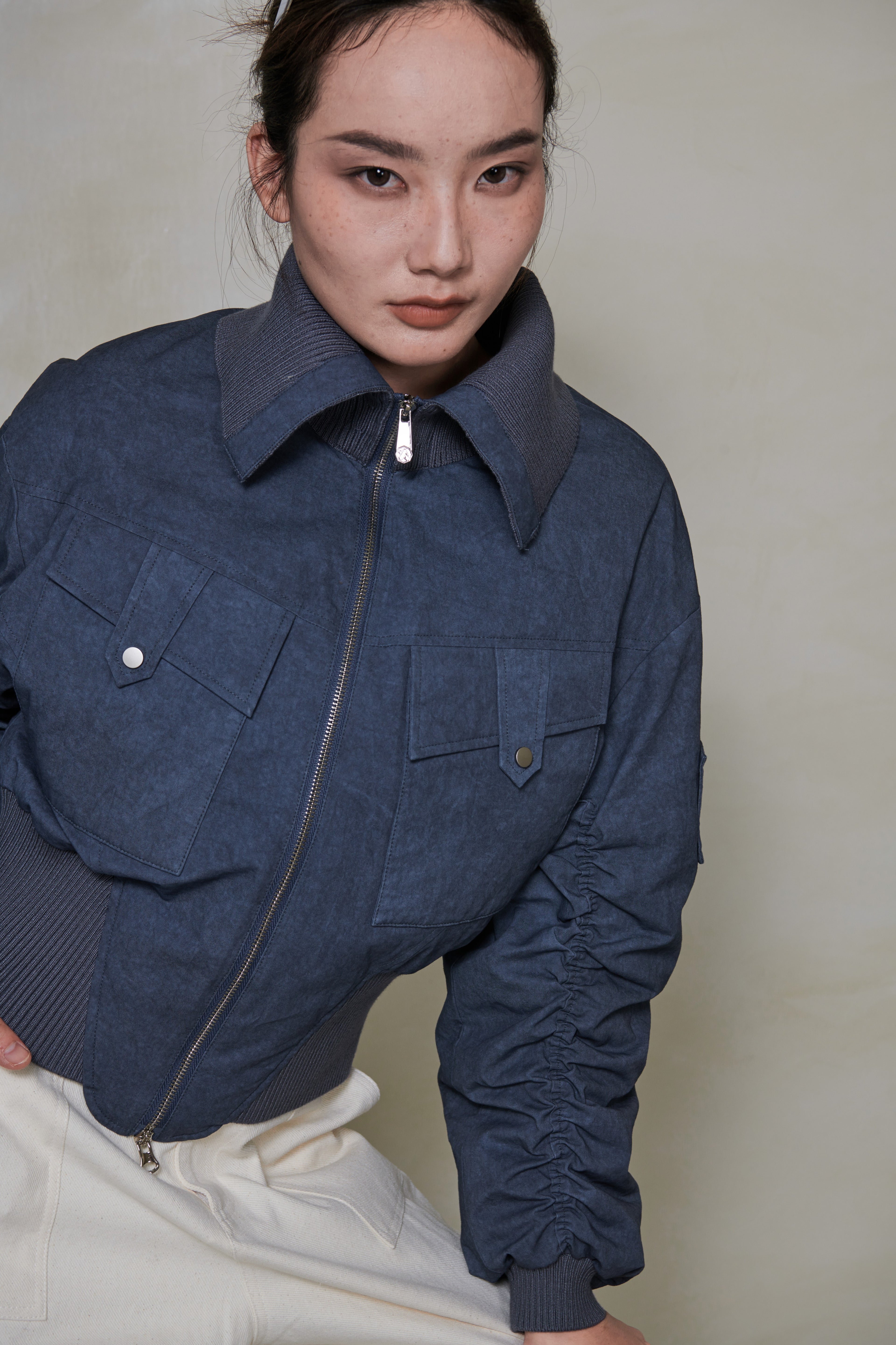 030 SHORT DOWN JACKET - SLATE