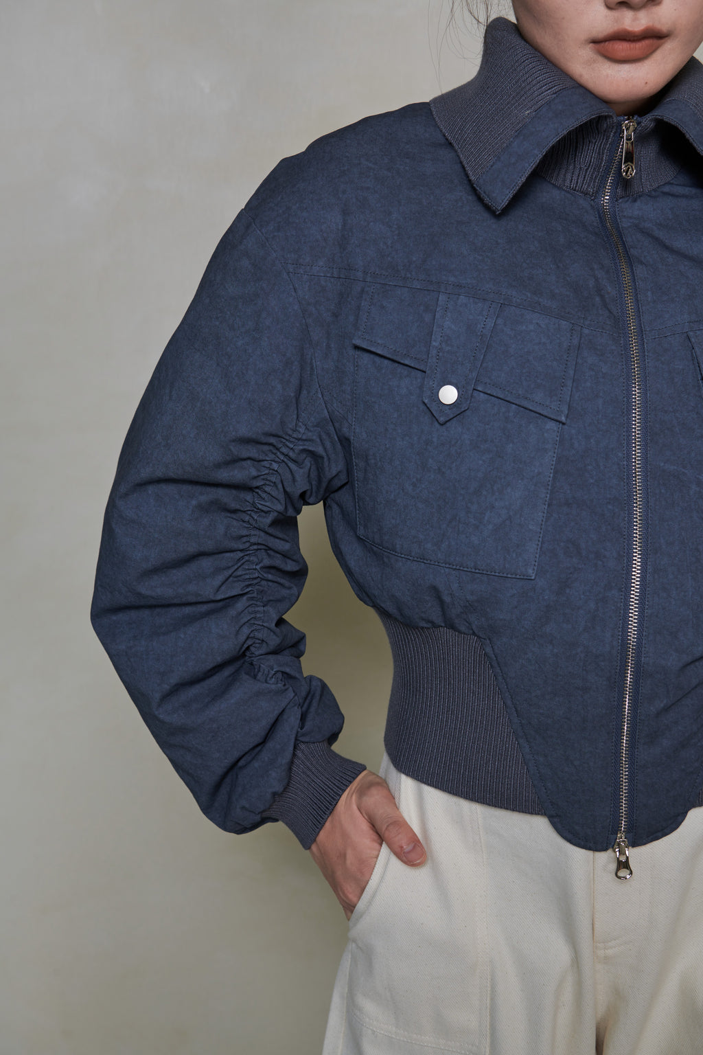 030 SHORT DOWN JACKET - SLATE