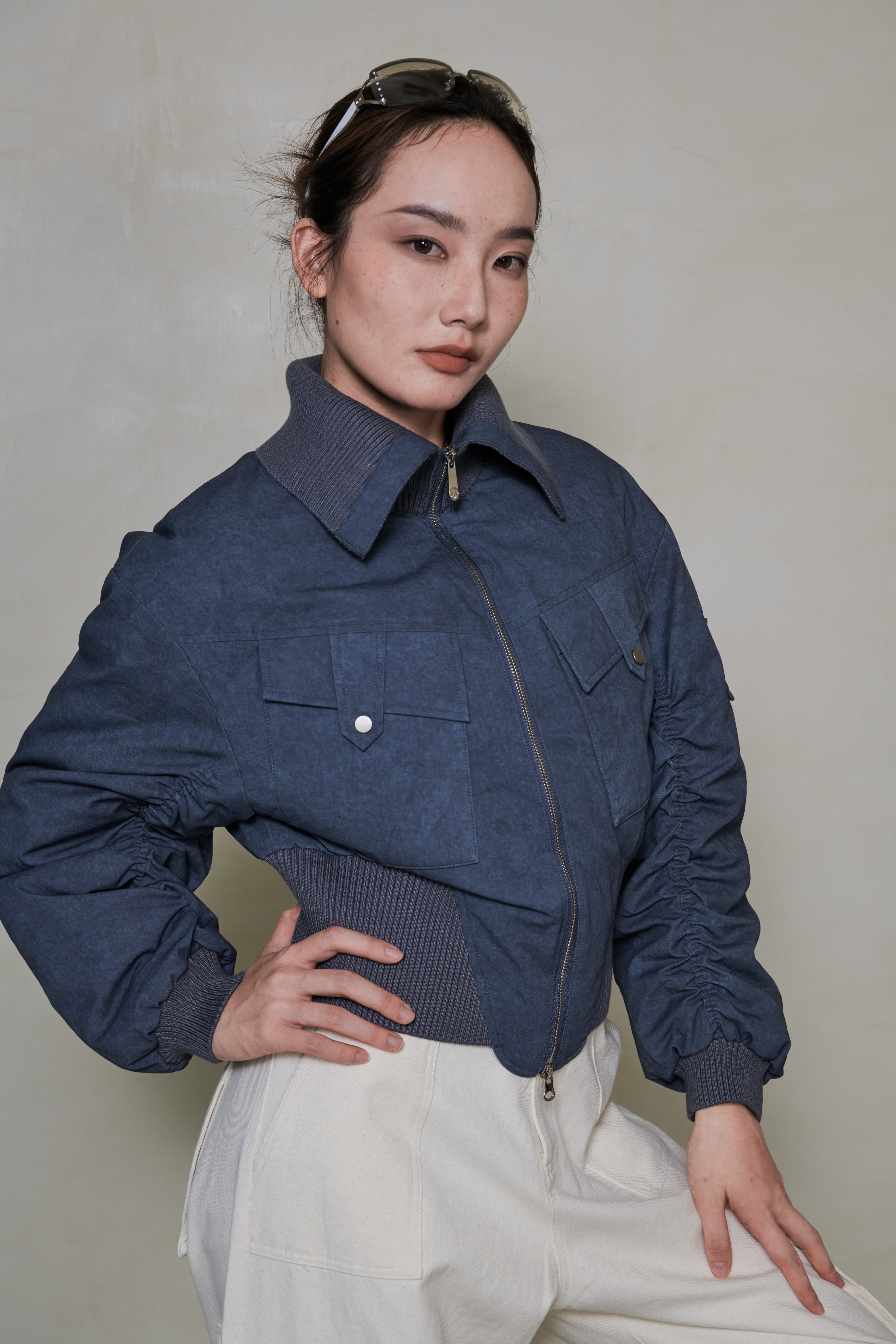 030 SHORT DOWN JACKET - SLATE