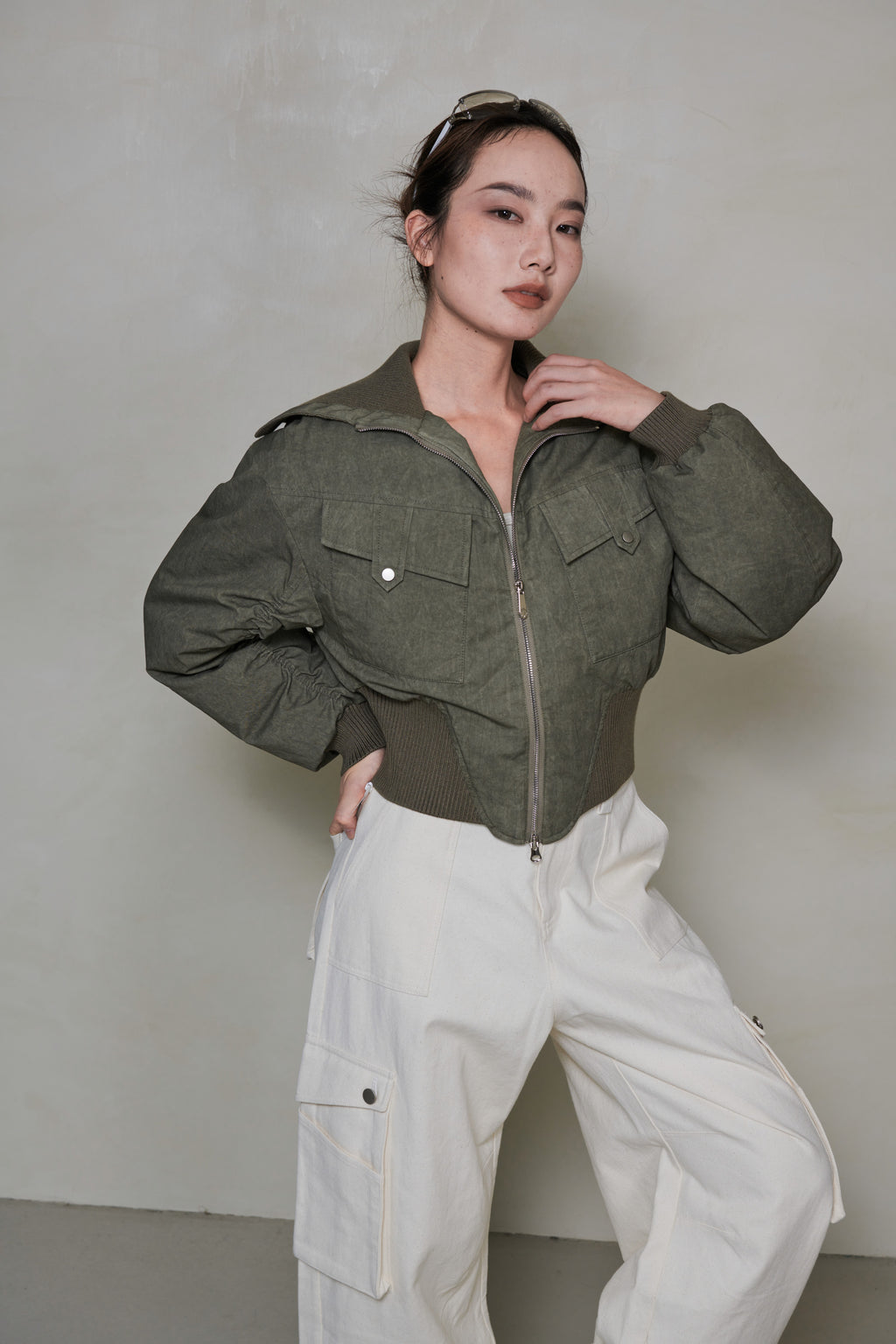 030 SHORT DOWN JACKET - DRAB