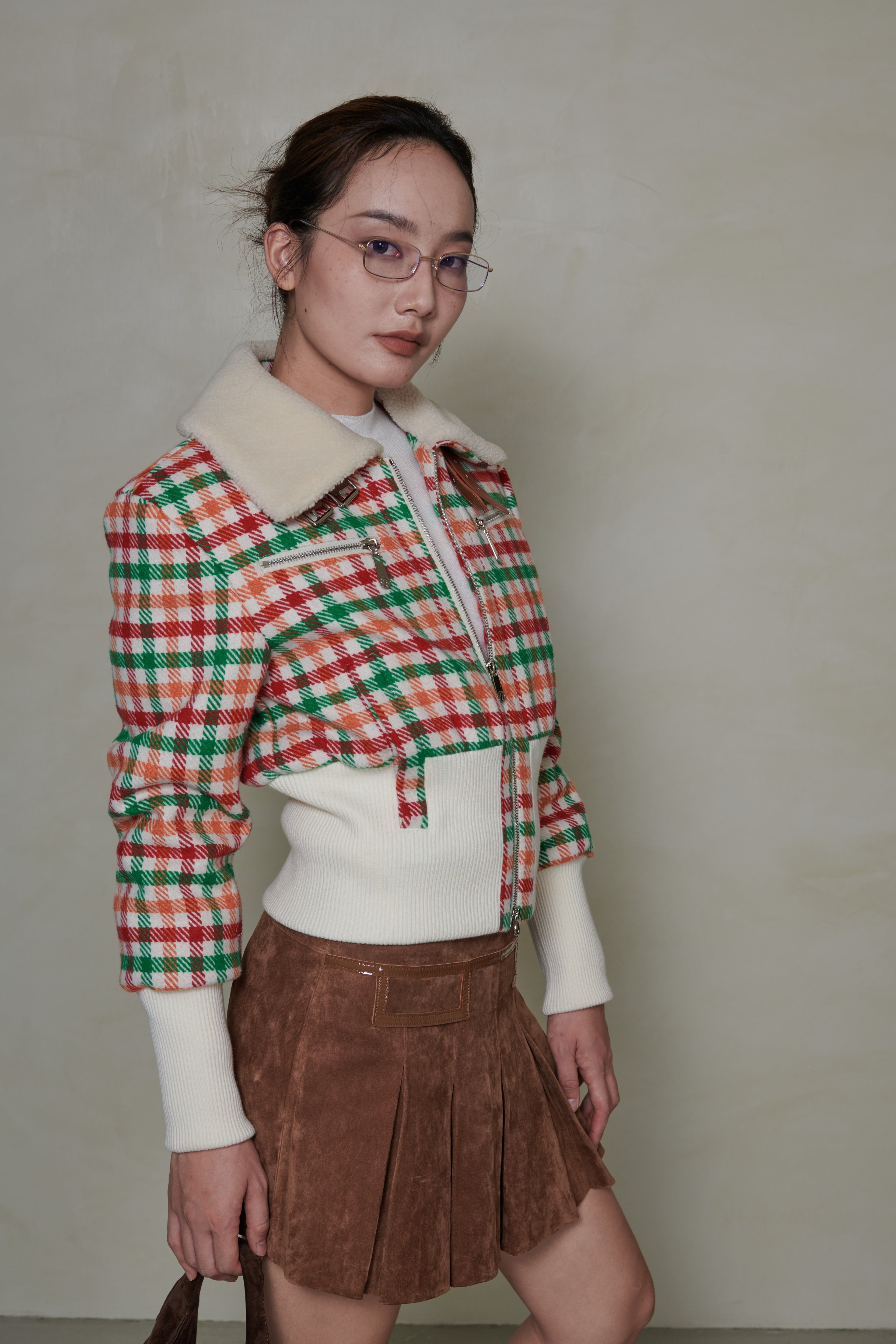 037 SHORT DOWN JACKET - TARTAN